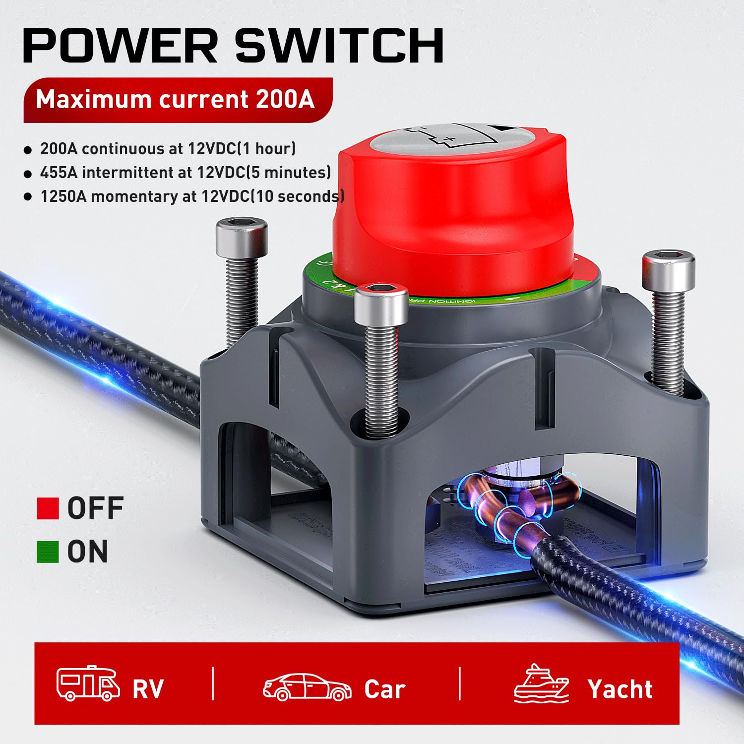Nilight 2 Pack Battery Switch 12V 24V 48V 275A On/Off Heavy Duty Battery Power Cut Master Switch Disconnect Isolator For Truck V