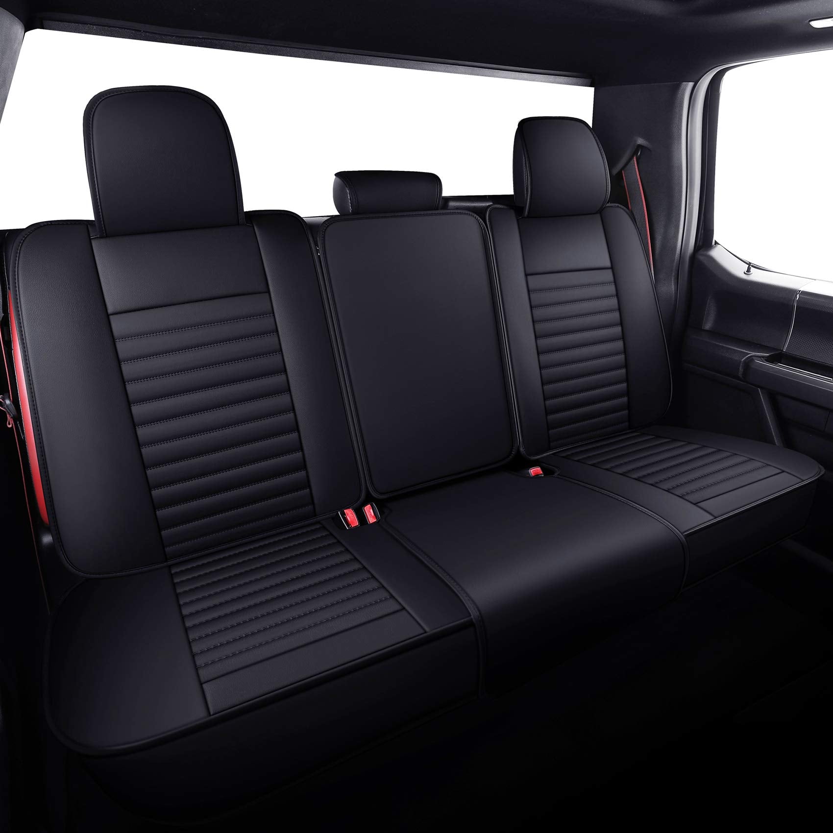 Aierxuan Rear Seat Covers For Ford F150 Crew Cab Regular Cab 2009-2025, F250 F350 F450 2017-2025 (Rear Seat/Black)