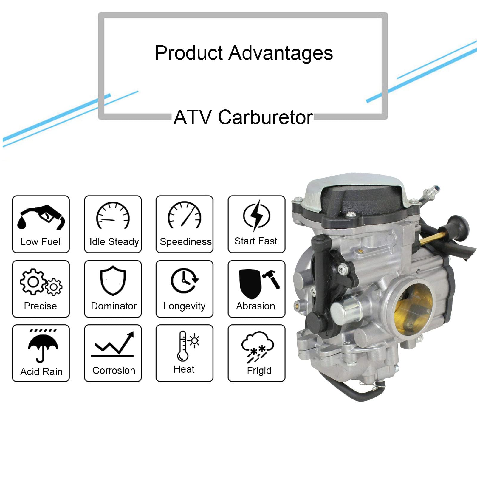 Carburetor Replacement for Yamaha Wolverine 350 YFM350FX YFM350 FX 4X4 1996-2005 & 1999 Yamaha Big Bear 350 YFM350 4x4 ATV4KB-14