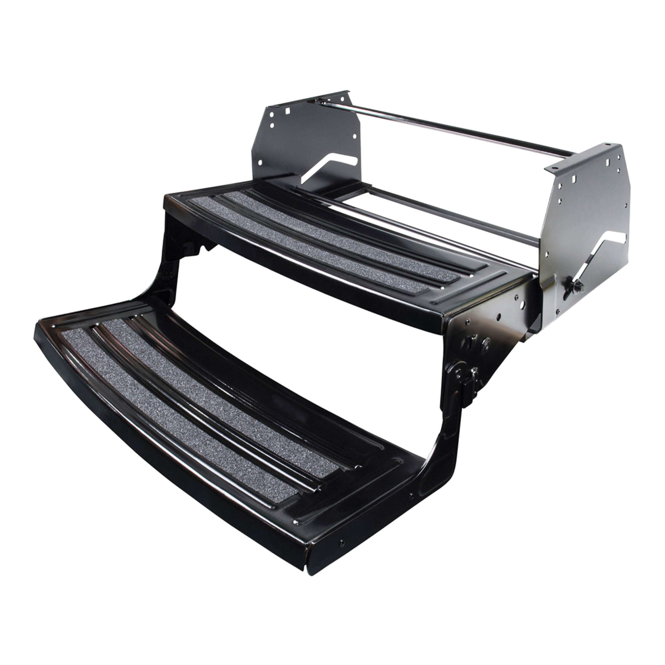 Lippert Radius 24 Double Manual RV Step Assembly, 8 Rise, 300 lbs. Anti-Slip Steps, Compact One-Hand Expand or Collapse, Black P