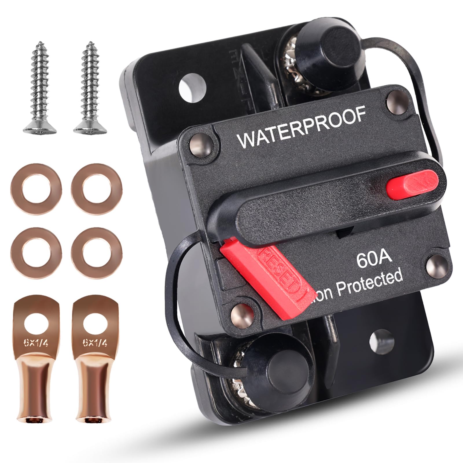 Erayco 60 Amp Circuit Breaker With Manual Reset Waterproof Inline Fuse Inverter For Marine Trolling Motors Boat Atv Manual Power