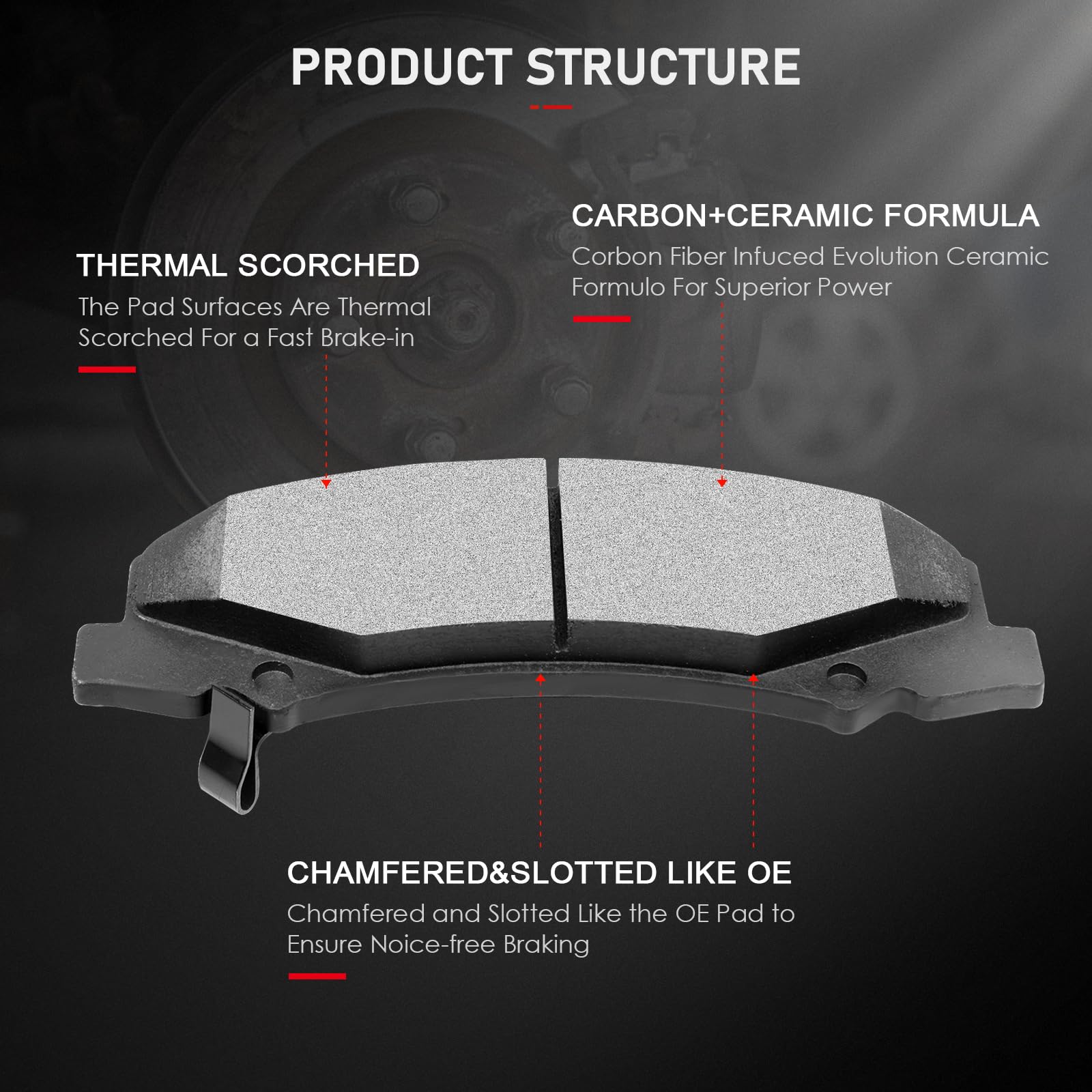Cciyu D1159 D999 Front Rear Ceramic Brake Pads Kits 8Pcs Fit For 2009 For Buick Allure,2009 For Buick Lacrosse,2011-2013 For Che