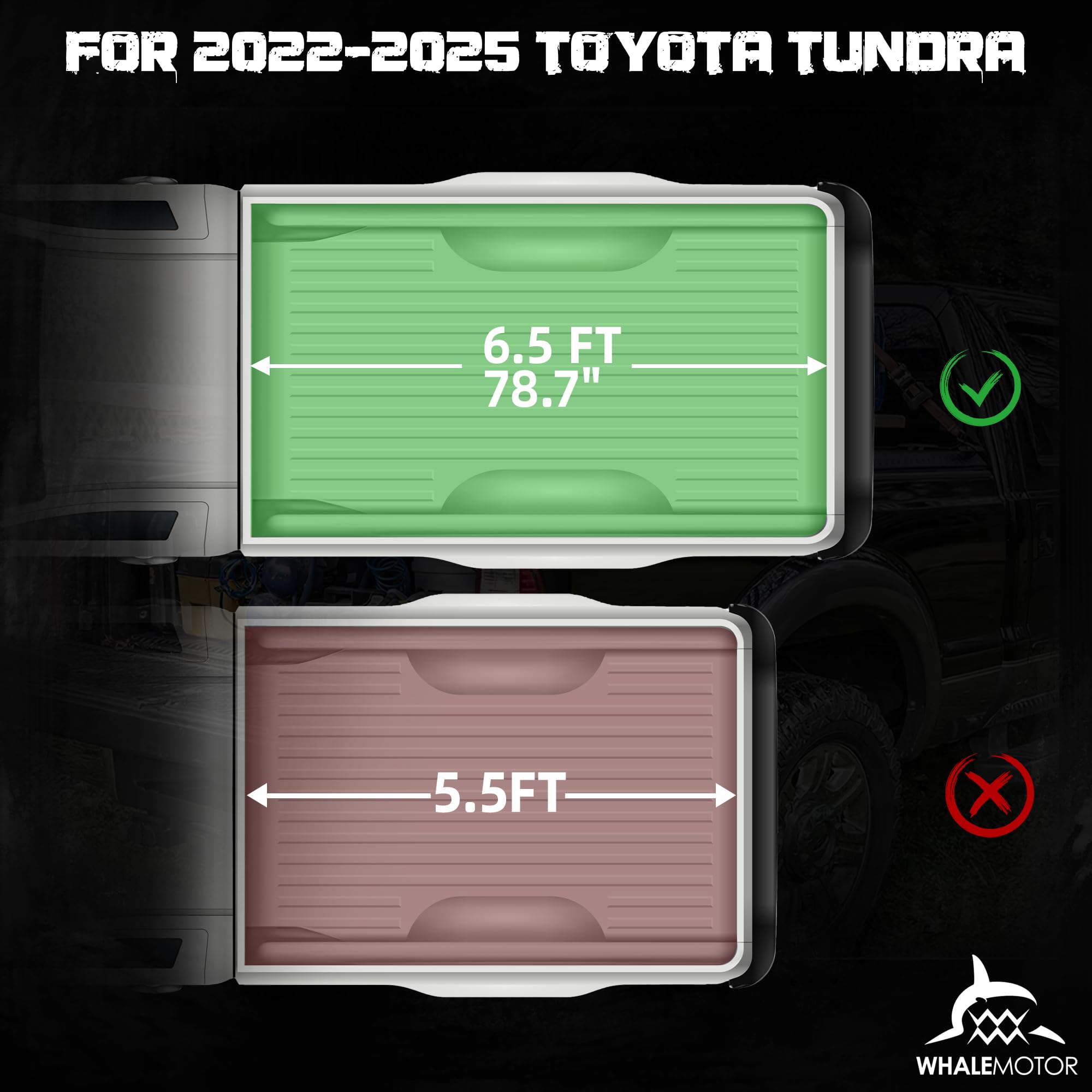 Truck Bed Tonneau Cover Compatible with Toyota Tundra 2022 2023 2024 2025 6.5 ft Standard Box, Soft Folding Style(Quad Fold)