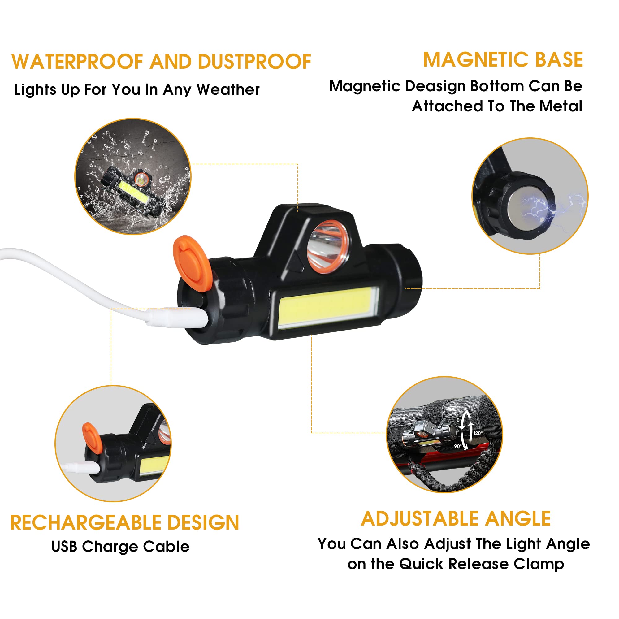 sukemichi Grab Handles with Light for Jeep Wrangler, 2 Piece, Black, Paracord and Metal Clip, Compatible with TJ JK JL YJ JT