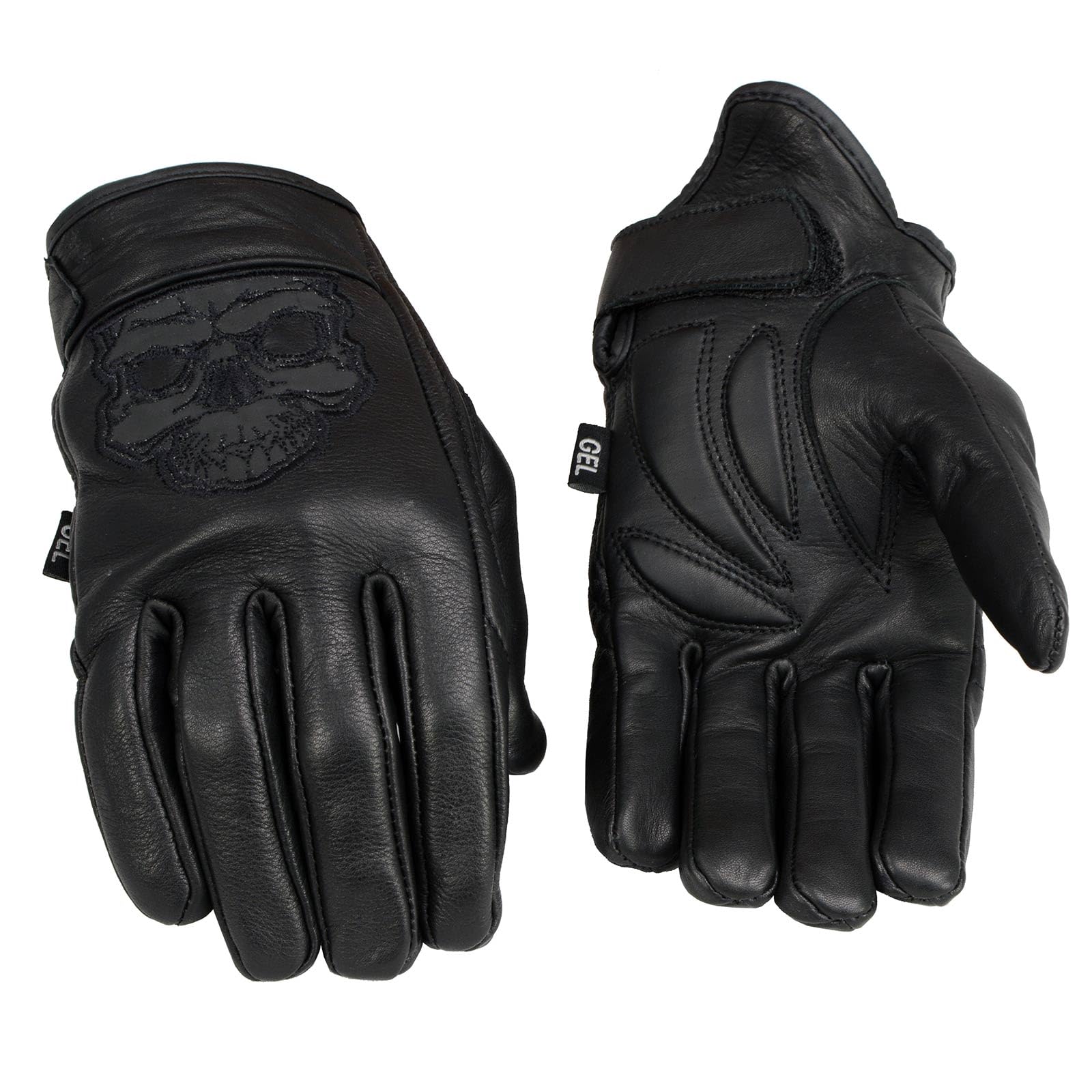 Milwaukee Leather Men'S Black Leather Reflective Skull Motorcycle Hand Gloves W/Gel Padded Palm Mg7570 - Medium