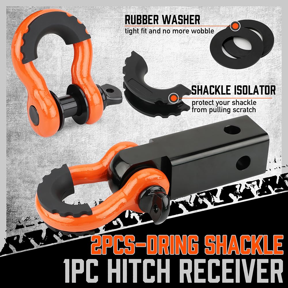 HORUSDY 3" x 30Ft Nylon Heavy Duty Tow Strap Recovery Kit - 35,000 LBS Break Strength with Hooks & D Ring Shackles, Model 88021