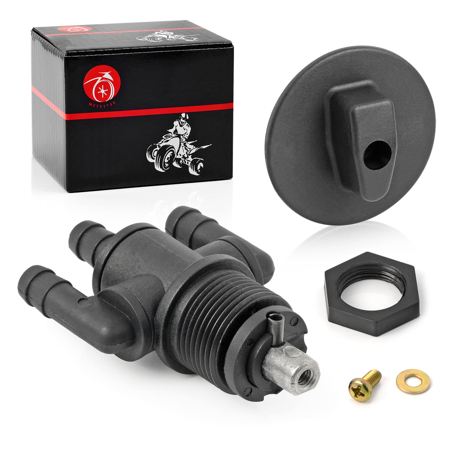 Fuel Tank Valve Petcock 3 Way Straight Down & Knob NUT For Polaris Scrambler Sport 400 Xplorer Xpress 300 400 Trail Boss 325 705
