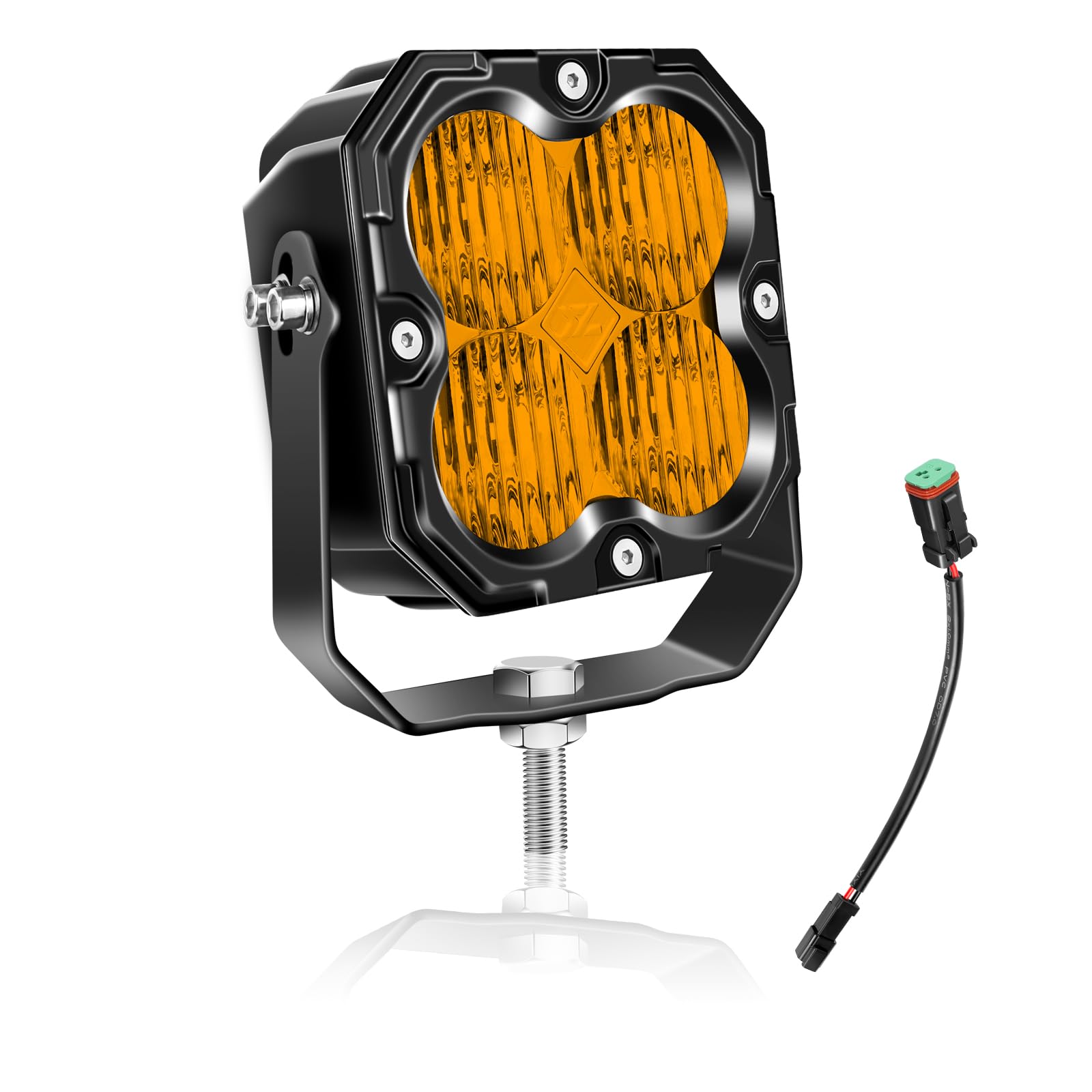 Willpower 4 inch 30W LED Light Bar with DT Wiring, Amber Flood Beam Off Road 4X4 Driving Fog Lights,Waterproof Led Work Lamp for