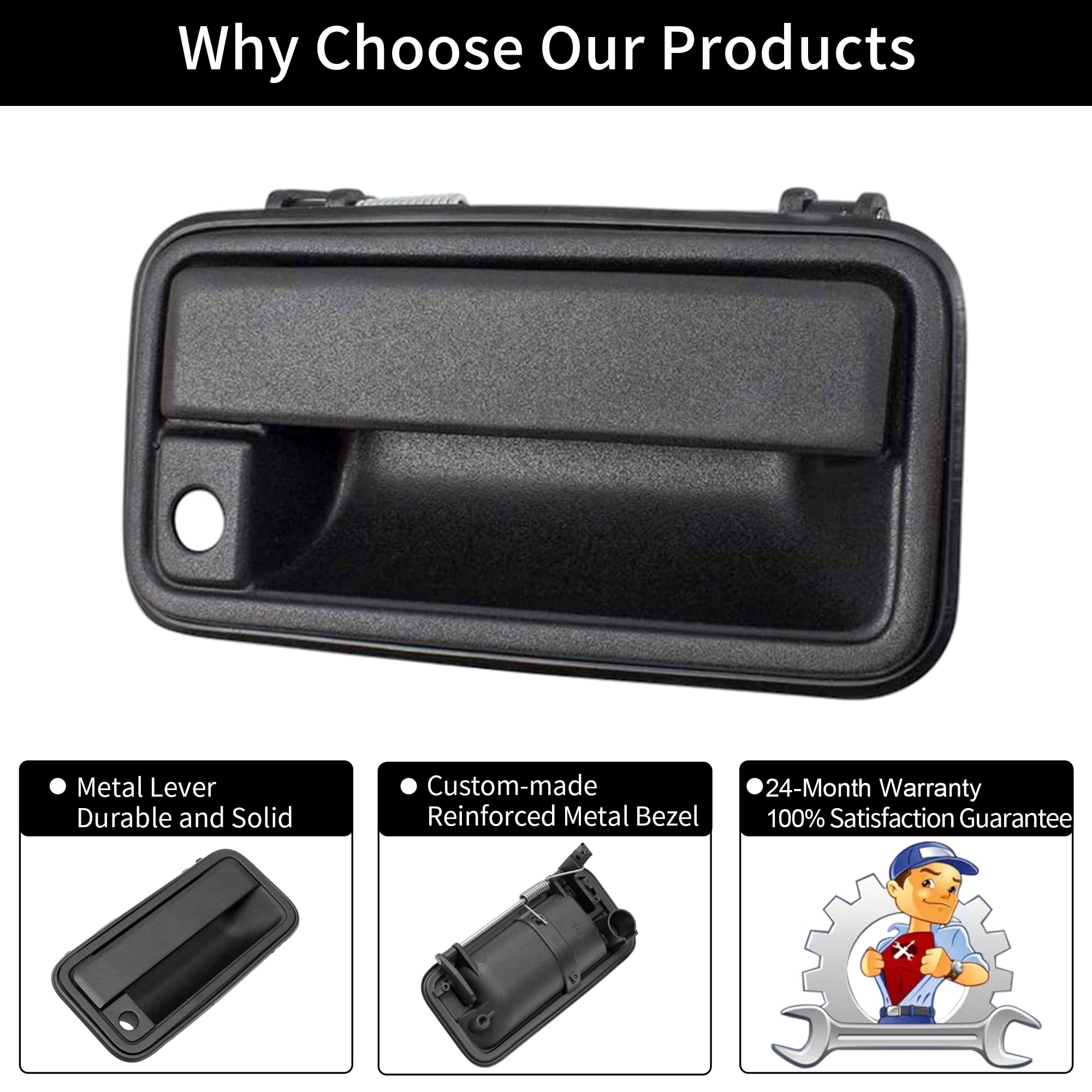 Exterior Door Handles All Metal, Compatible with 1988-2001 Chevy K1500 K2500 K3500 C1500 C2500 C3500, GMC C/K 1500 2500 3500 Pic