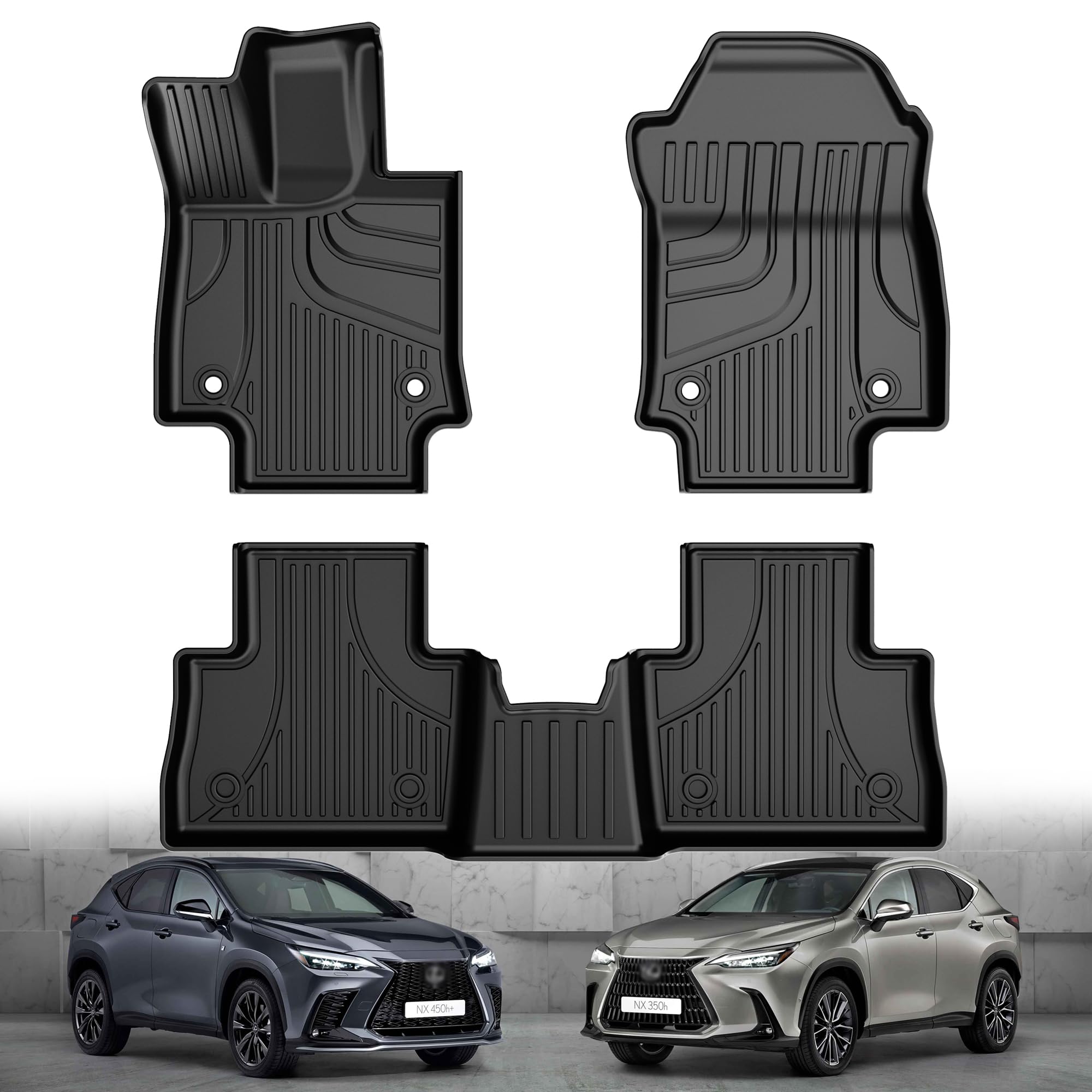 Original Floor Mats for 2022-2025 Lexus NX/NX Hybrid All Models - Heavy Duty Car Mats 1st and 2nd Row TPE Floor Liners - All Wea