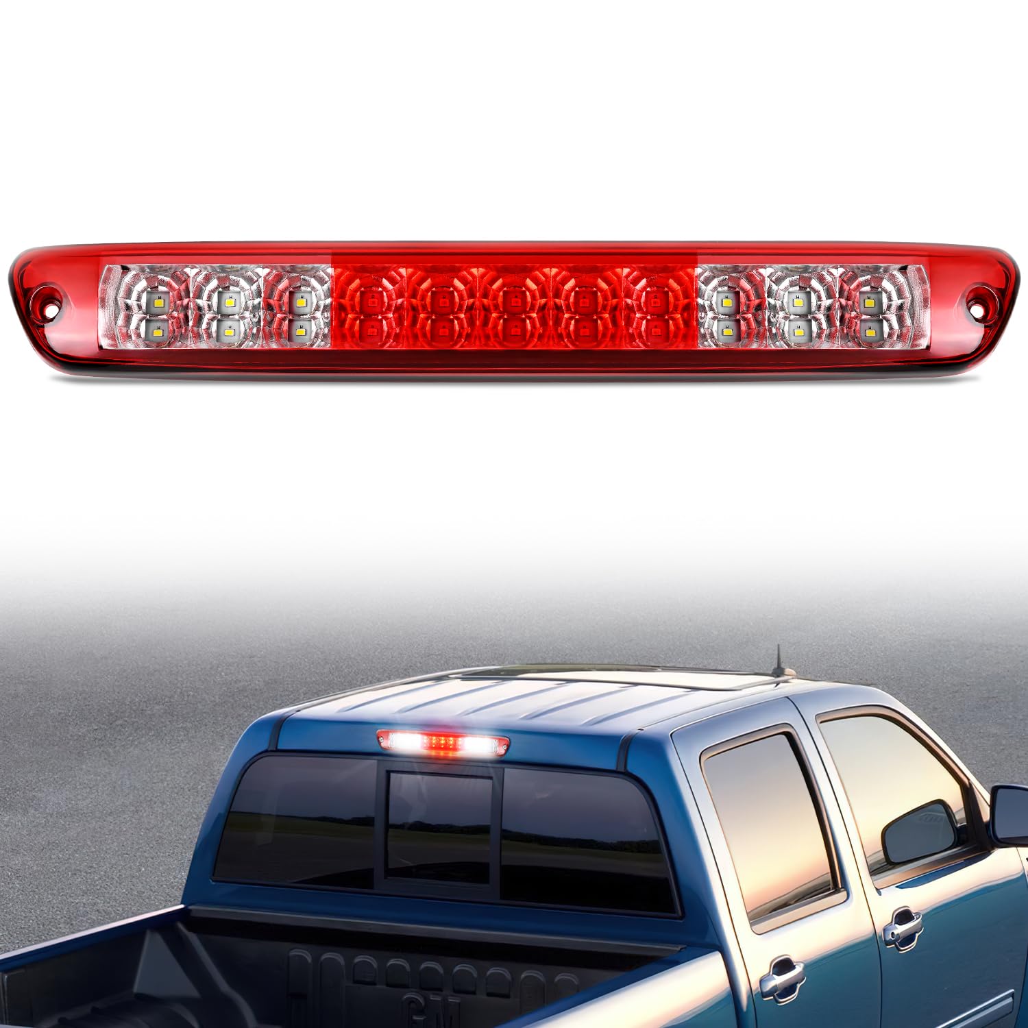 Nilight Third Brake Light Tail High Mount 3Rd Stop Cargo Reverse Led Lights Red Lens Compatible With Chevy Colorado And Gmc Cany