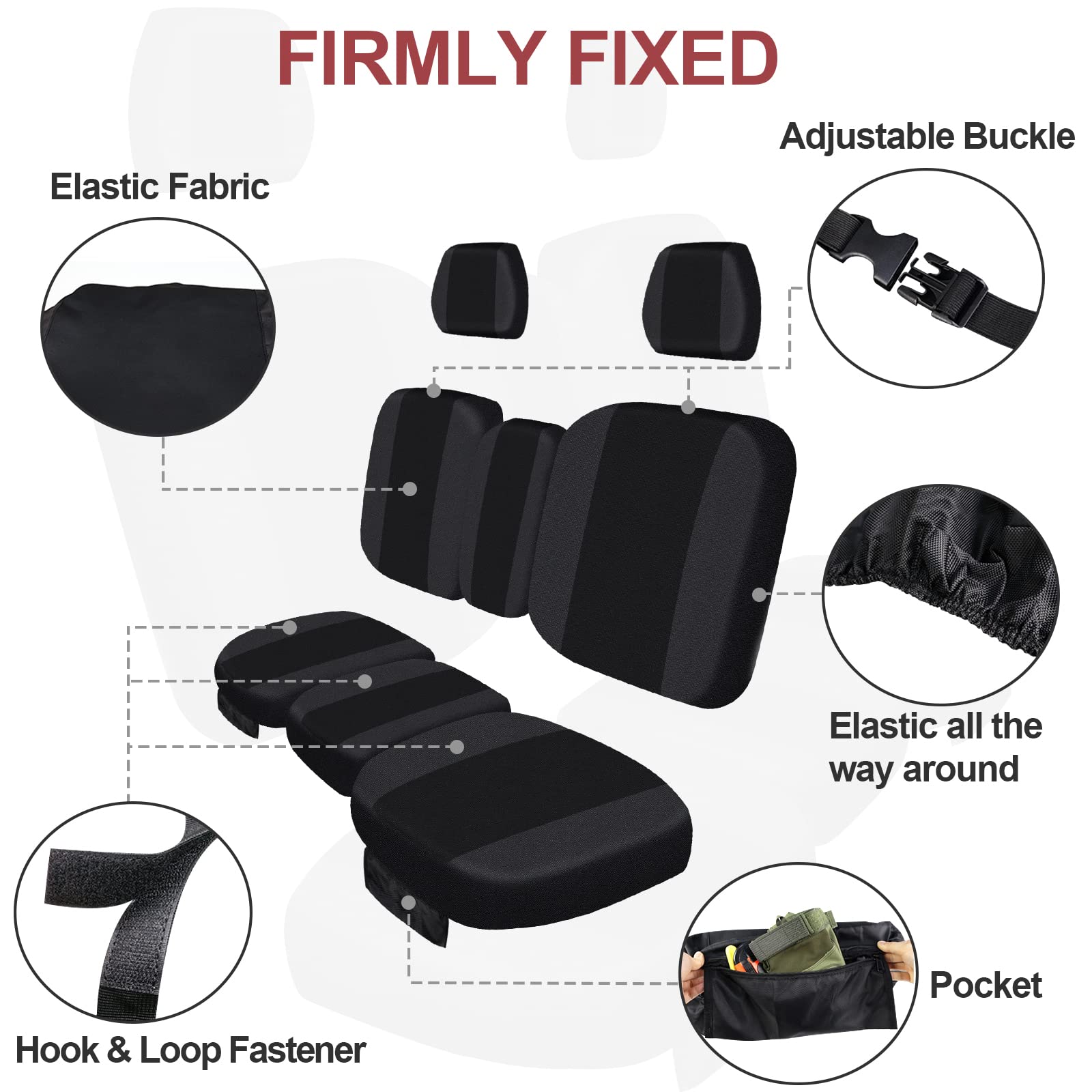 Starknightmt Utv Defender Seat Cover, Waterproof Dustproof Seat Covers Black Compatible With Can Am Defender Dps Max 6X6 Pro 201