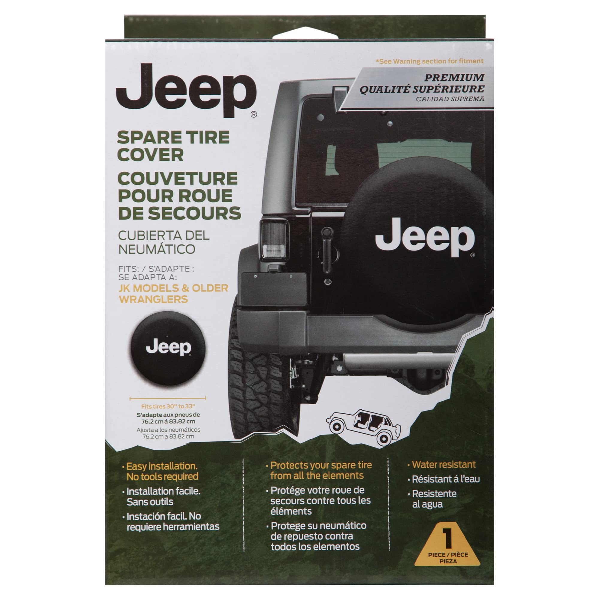 Plasticolor Jeep Spare Tire Cover, Model 000793R01, Black, Durable Polyvinyl Chloride, Premium Quality
