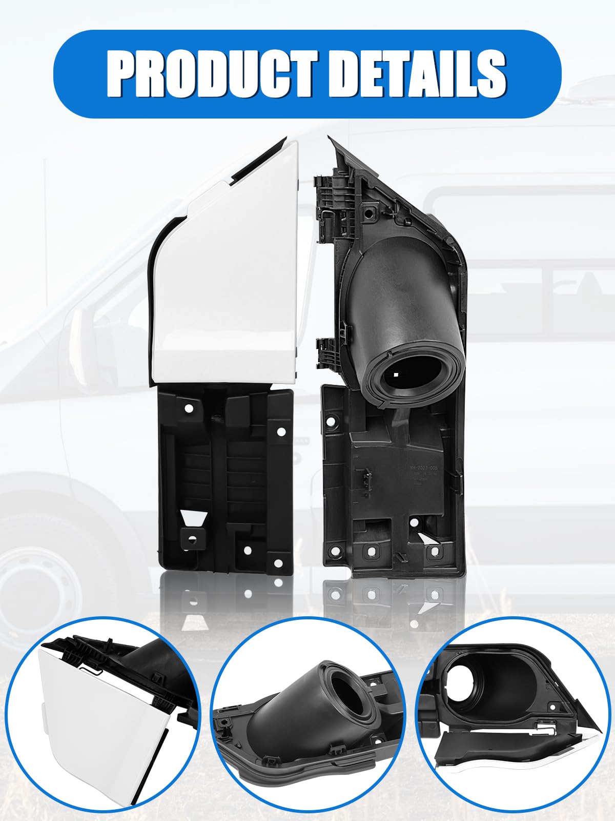 LIWEDFG Transit Fuel Door Assembly Kit with White Cover, Compatible with Ford Transit Vans 2015-2023, ABS Material, Model T-GTD-1523-K-W