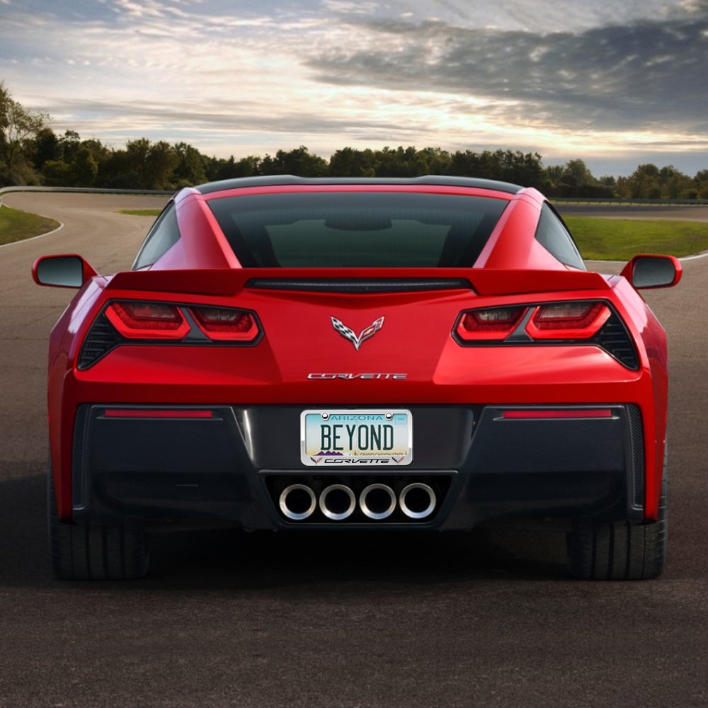 C7 Corvette Stingray Chrome License Plate Frame W/Double Logo