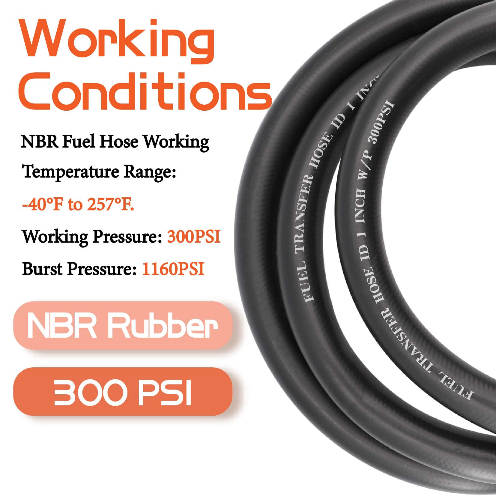 Ruikarhop 1'' Fuel Transfer Hose 10Ft,Farm Pump Hose With Male Npt Fittings For Gasoline,Diesel,Biodiesel