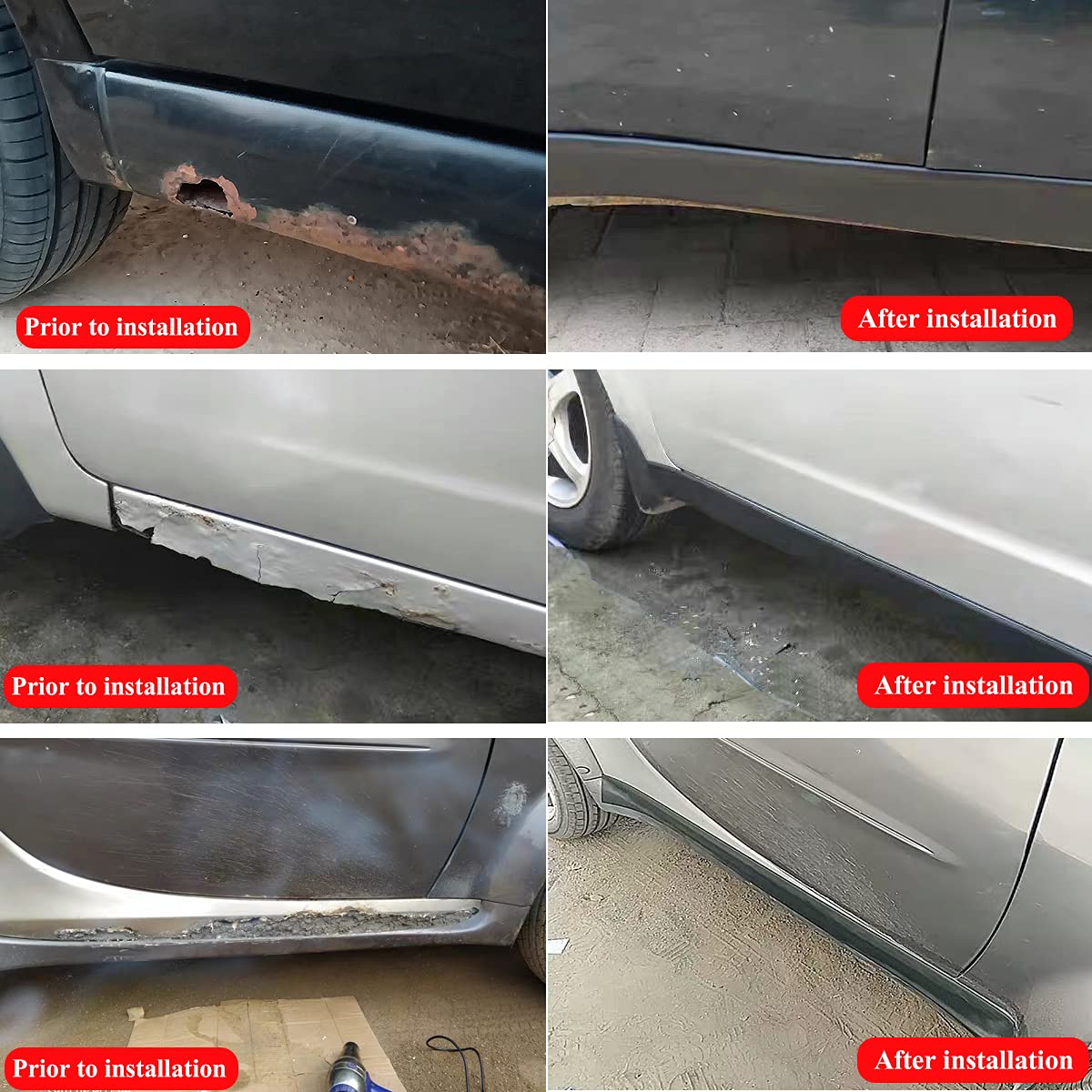 muekzru Universal Rubber Side Skirts - 13ft x 3.15in Anti-Scratch Edge Guards for Cars, Trucks, SUVs - Black