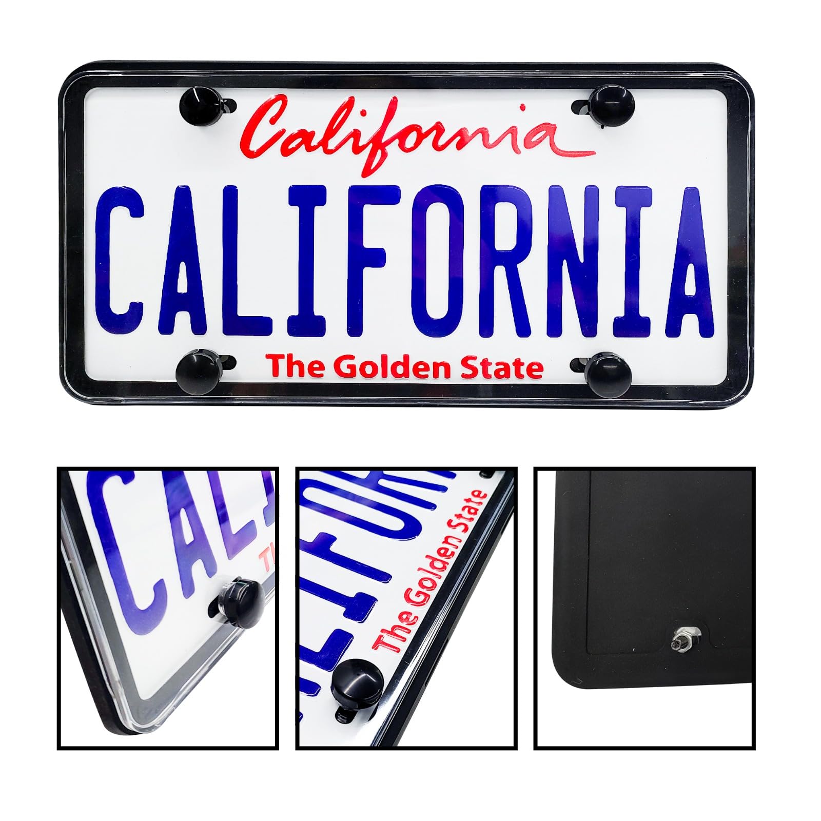 MotorFi Silicone License Plate Frames - Rust-Proof, Weather-Resistant, Black, Model LPF1, Easy Installation, 2 Pcs