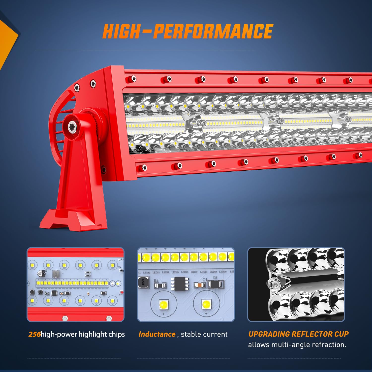 Nilight LED Light Bar 33 Inch Triple Row Spot Flood Combo Red Shell with Wiring Harness for Off-Road Truck SUV ATV UTV ZH806