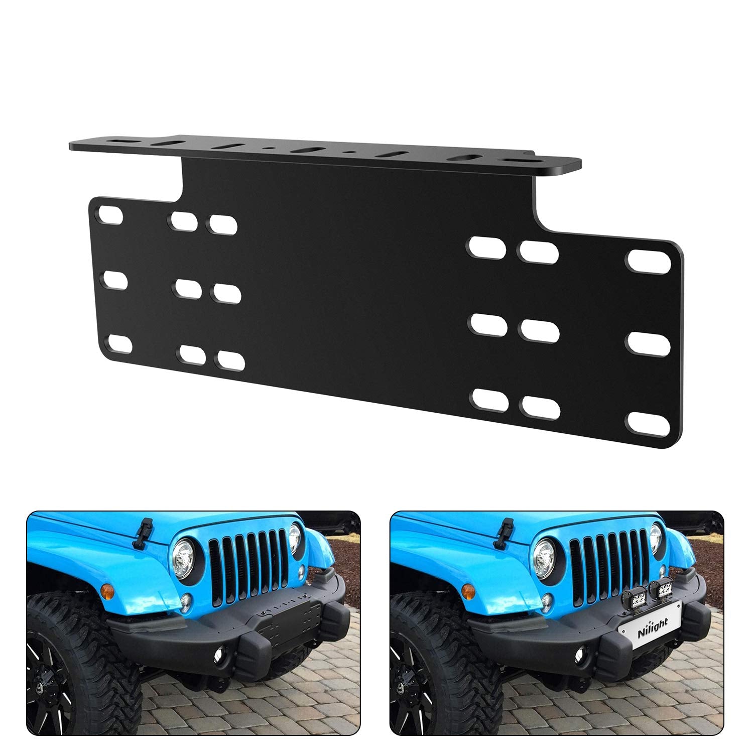 Nilight 90044B Universal License Heavy Duty Steel Front Plate Mounting Bracket Holder For Off-Road Led Work Lamps Lighting Bars,