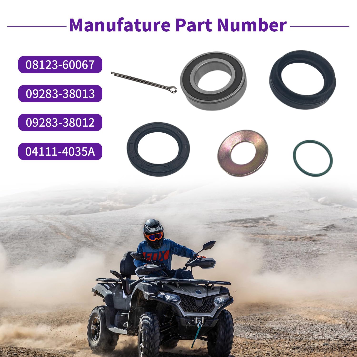 BIGLKNM Front Wheel Bearing Seal Kit Compatible with Suzuki Vinson 500 King Quad 250 300 400 Quadrunner 250 500 Eiger 400 LT-F50