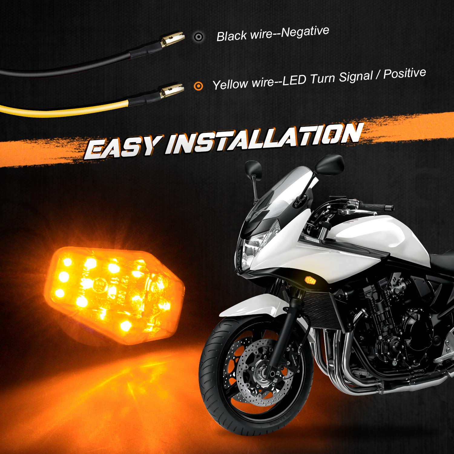 Nthreeauto 2Pcs Amber Flush Mount Led Turn Signal Lights Compatible With Suzuki Gsxr 600 750 1000, Sv 650/650 S 1000/1000 S, Ban