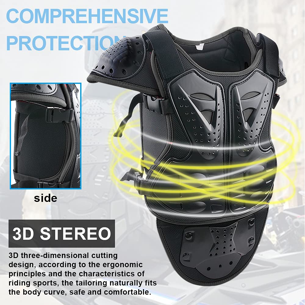 StarknightMT Kids Motorcycle Armor Suit - Protective Dirt Bike Gear, Black, Polyethylene, Model: StarknightMT