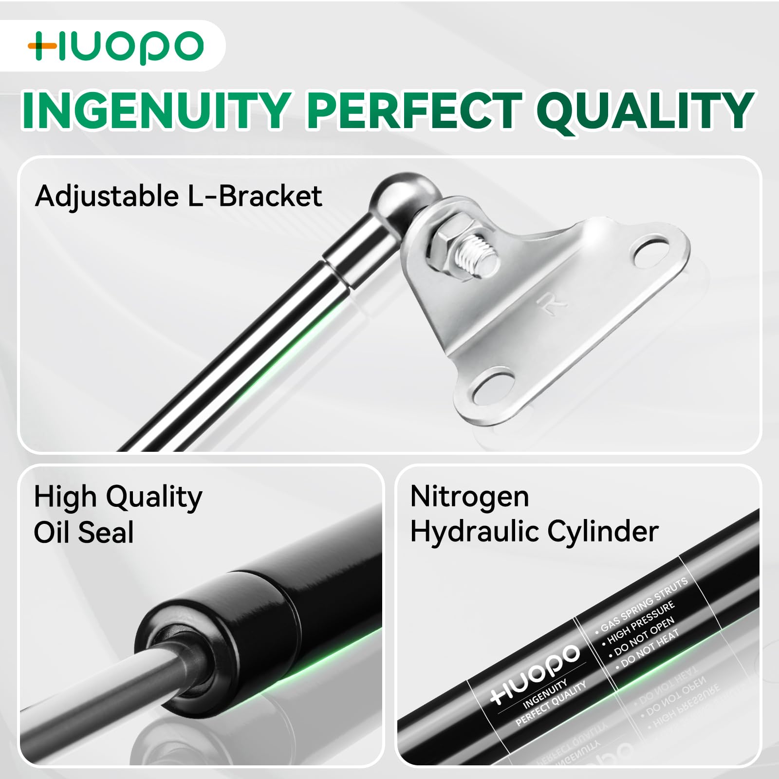 HUOPO 36 Inch Gas Struts - 300lb Lift Support for RV Bed, Basement Hatch, Snowmobile Trailer, Black, Heavy Duty, 2 Pcs