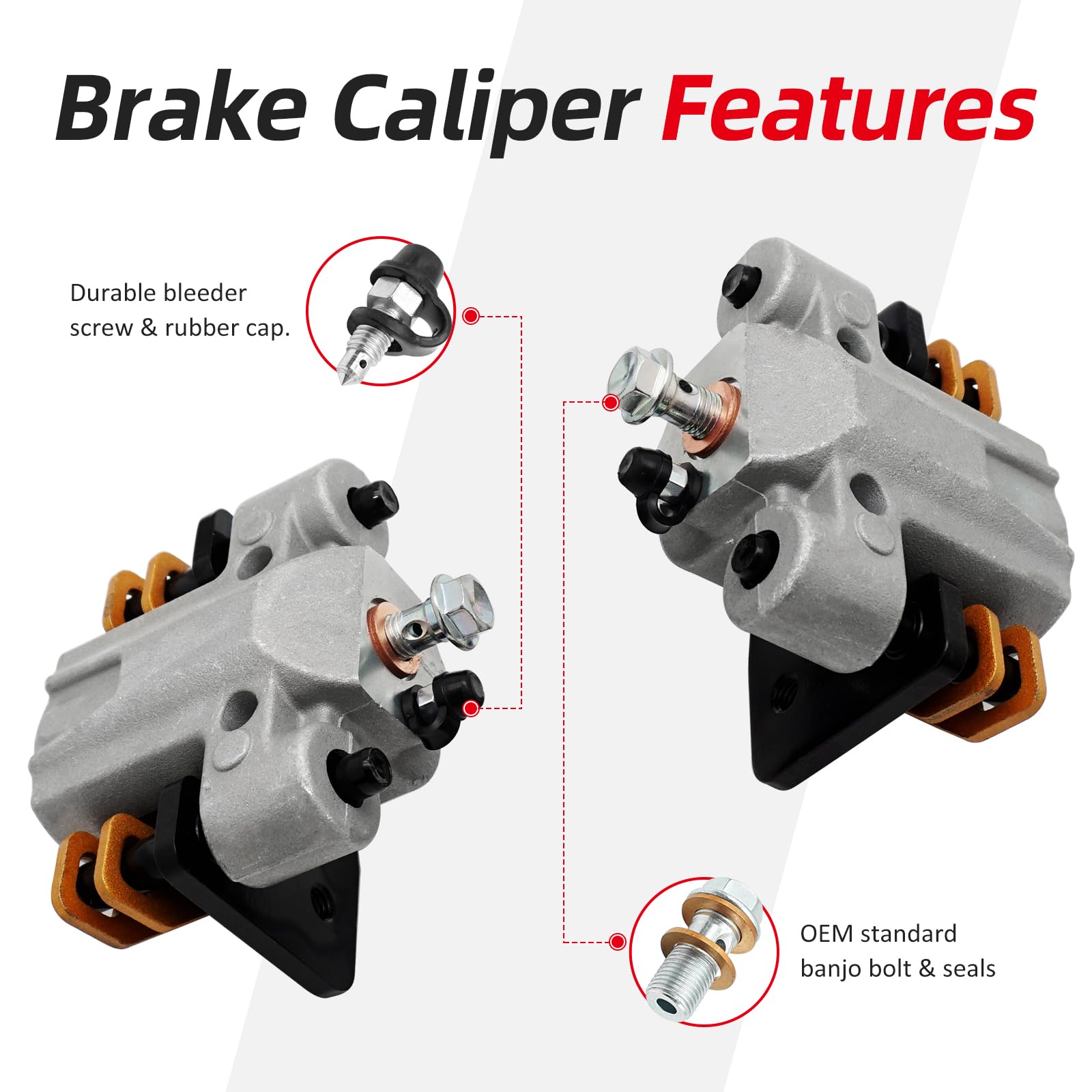 M MATI Front Left Right Brake Calipers W/Pads for Arctic Cat ATV 250 300 350 400 400 FIS 425 450 500 500 FIS 550 650 700 1000 Th