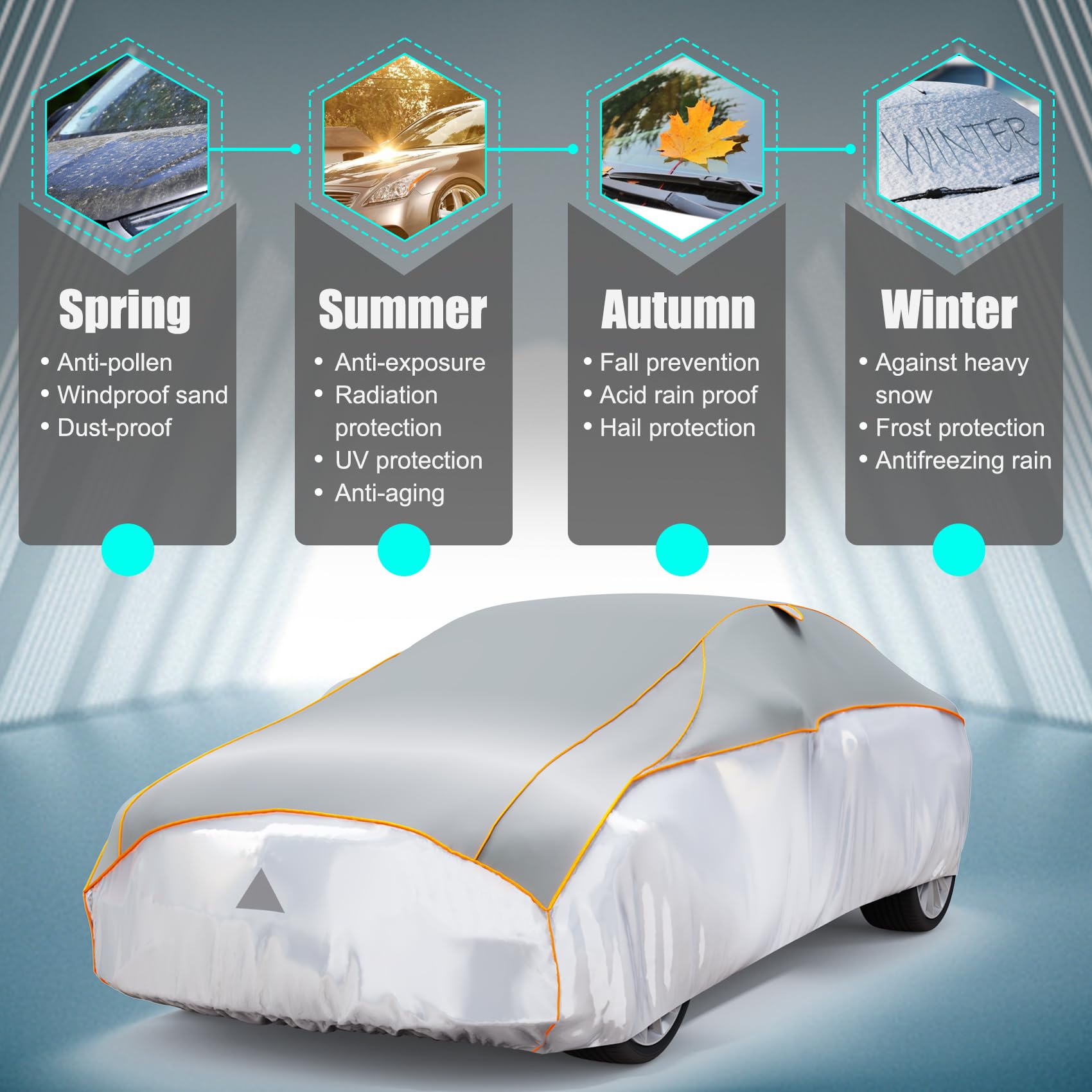 Pulaim Anti Hail Car Cover, Hail Protector Car Cover 6 Layer Thickened, Fits Class A Sedans 177 to 185 in, Heavy Duty Anti-Hail