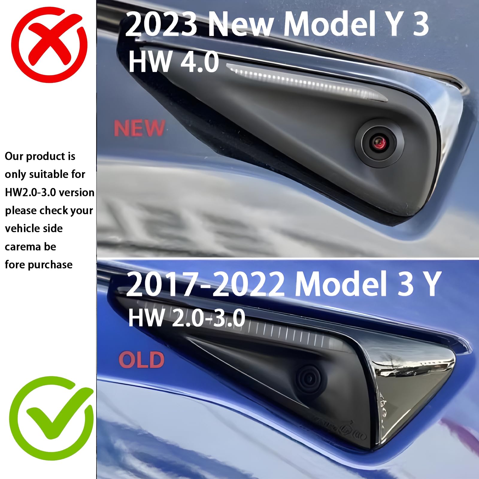 YJMOTOR Fit Tesla Model 3 HW3.0 Turn Signal Side Camera Protection Cover Decoration Accessories fit for Tesla Model Y 2017-2023