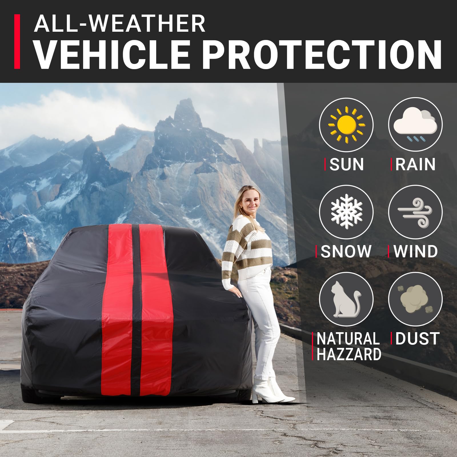 iCarCover Premium Plus Car Cover Waterproof All Weather Rain Snow UV Sun Protection, Ford Mustang, Falcon, Thunderbird, Camaro,