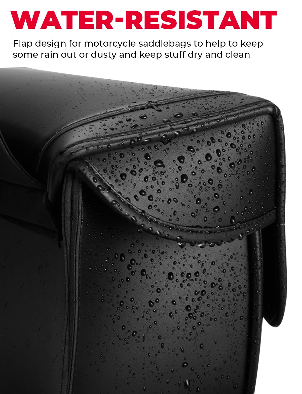 KEMIMOTO Motorcycle Saddlebags, 30L PU Leather Luggage Bag, Large Size, Black, Model MK-BAG01201BK, Universal Fit for Sportster, Softail, D