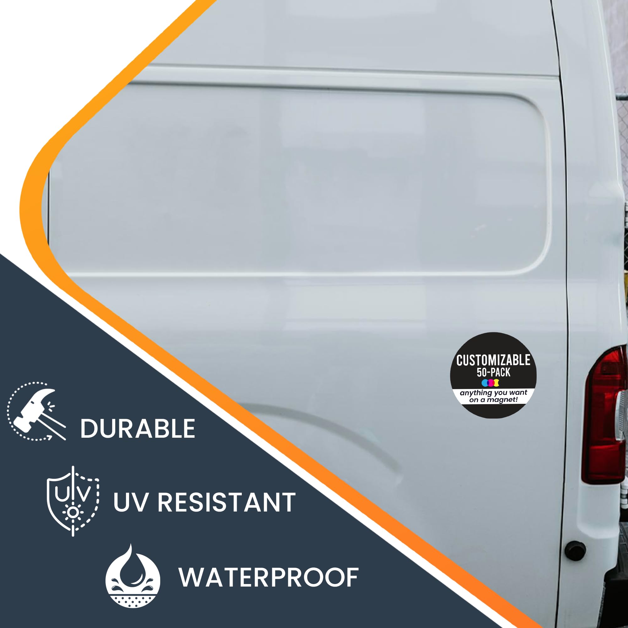 Magnet Me Up Customizable 30 Mil Round Magnet- 5   , 50 Pk Weatherproof Car Magnet For Businesses, Sports Teams, Fundraisers & P