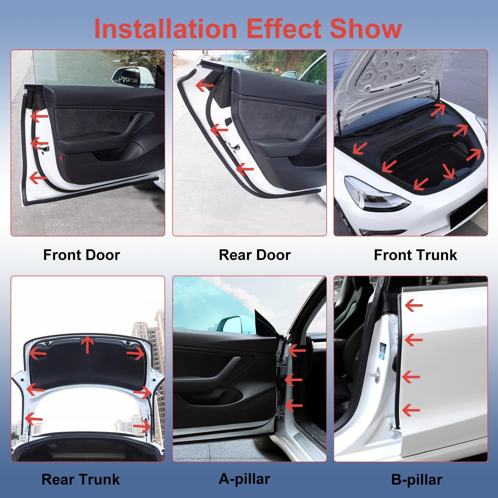 DOTAATDW Car Weather Stripping for Tesla Model 3 Car Door Rubber Seal Strip Self Adhesive Auto Soundproofing Weatherstrip for Fr