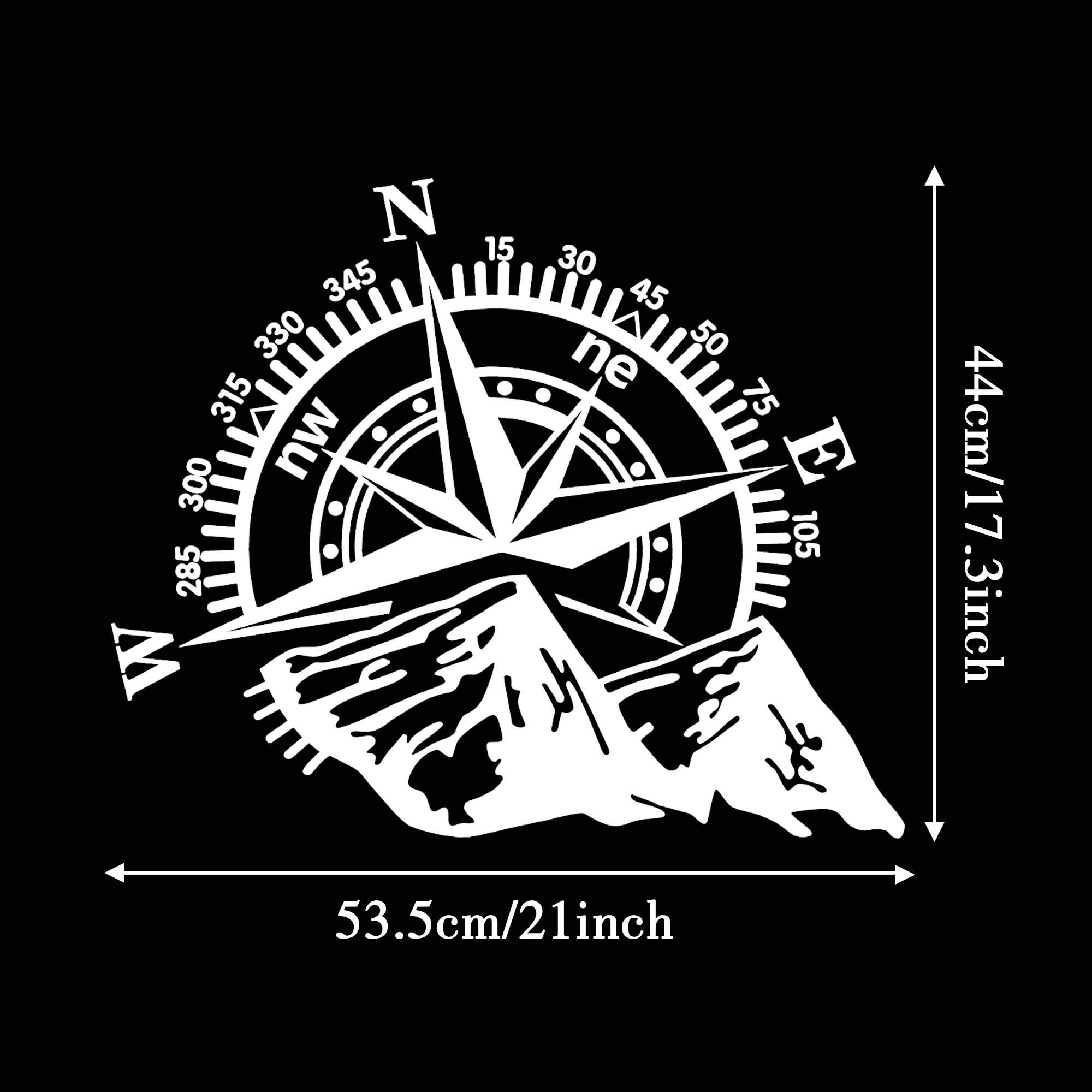 TOMALL 21''x17.3'' Mountain Compass Stickers Decal for Car Hood Auto Compass Graphics Stickers for SUV Off-Road Vehicles Car Bod