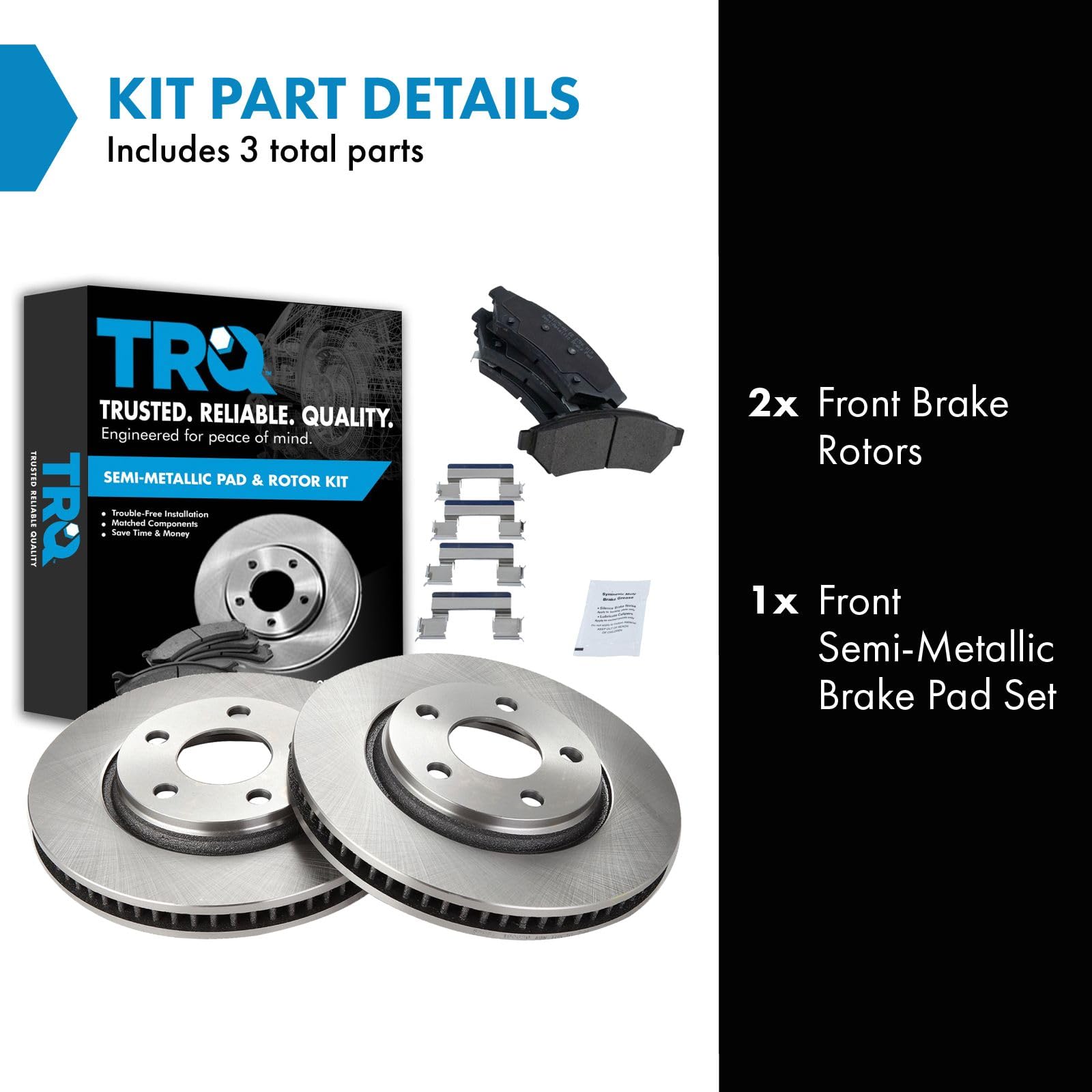 Trq Front Brake Pad & Rotor Kit Brake Pads Brake Rotor Semi-Metallic Compatible With 2005-2008 Buick Lacrosse 2005 Terraza Chevr