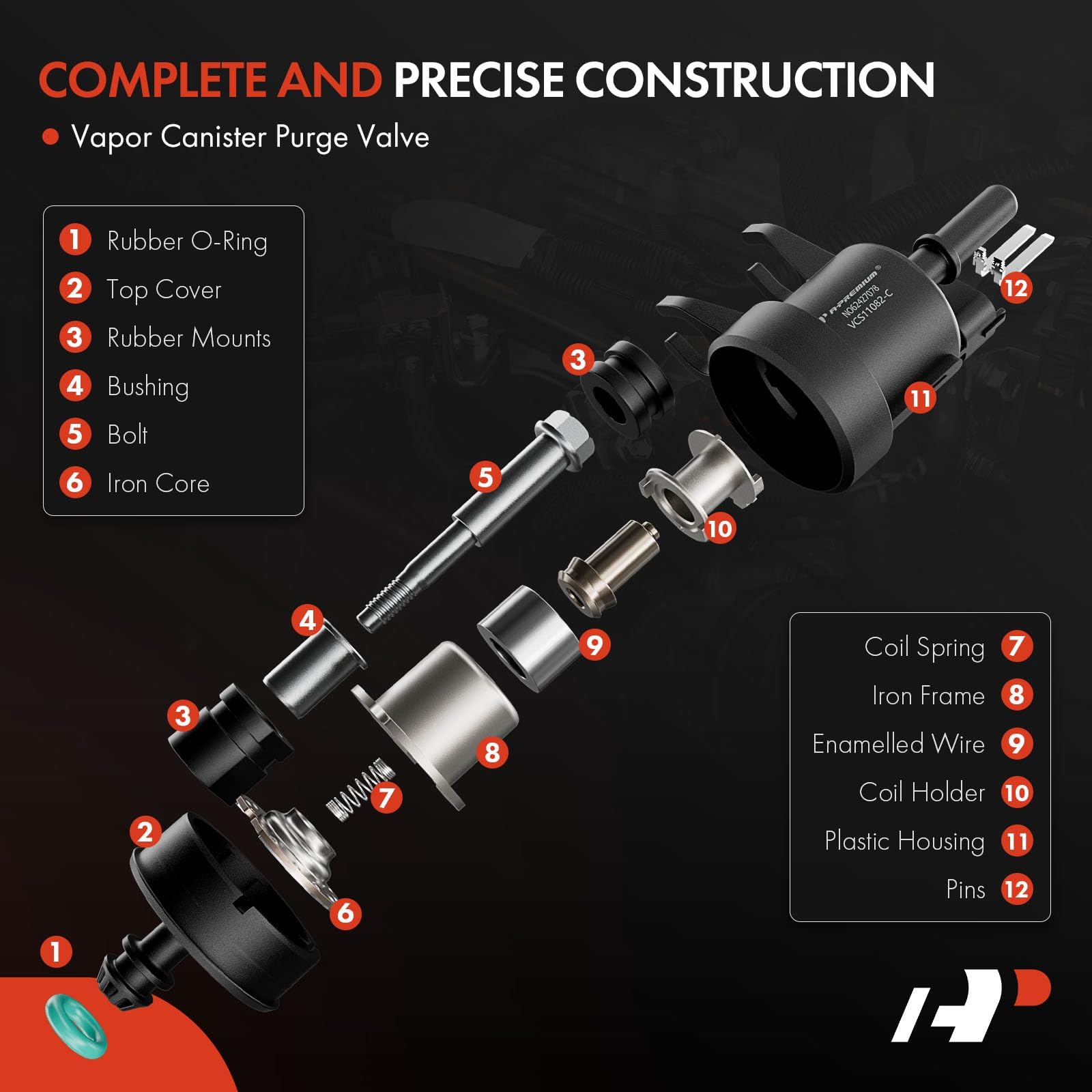 A-Premium Vapor Canister Purge Solenoid Valve Compatible With Chevrolet Equinox, Traverse, Impala, Camaro, Colorado, Volt & Gmc