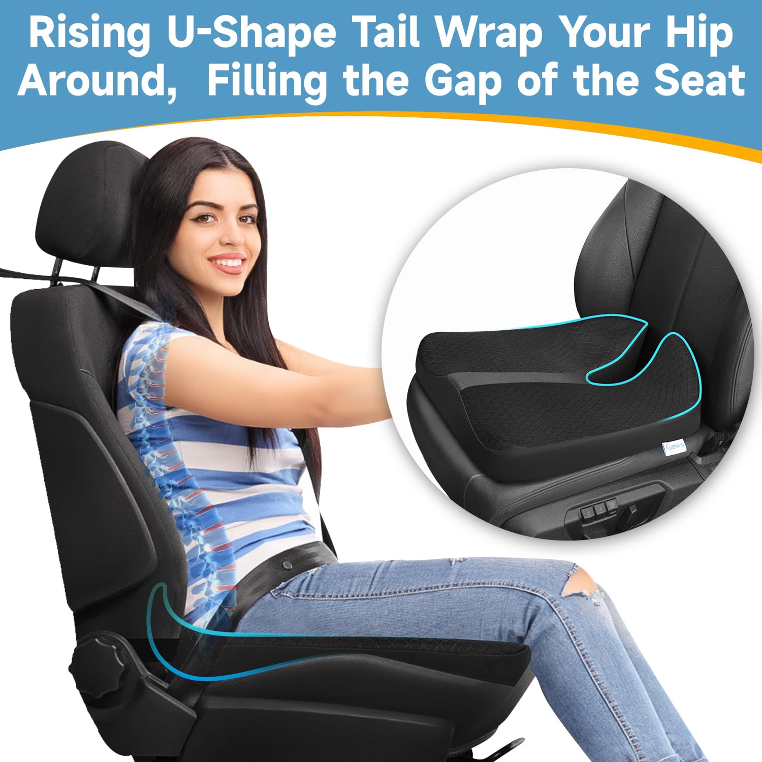 Anzhixiu Heightening Truck Seat Cushion For Broader Vision, Car Seat Cushion For Car Seat Driver Truck Driver, Sciatica Pain Rel
