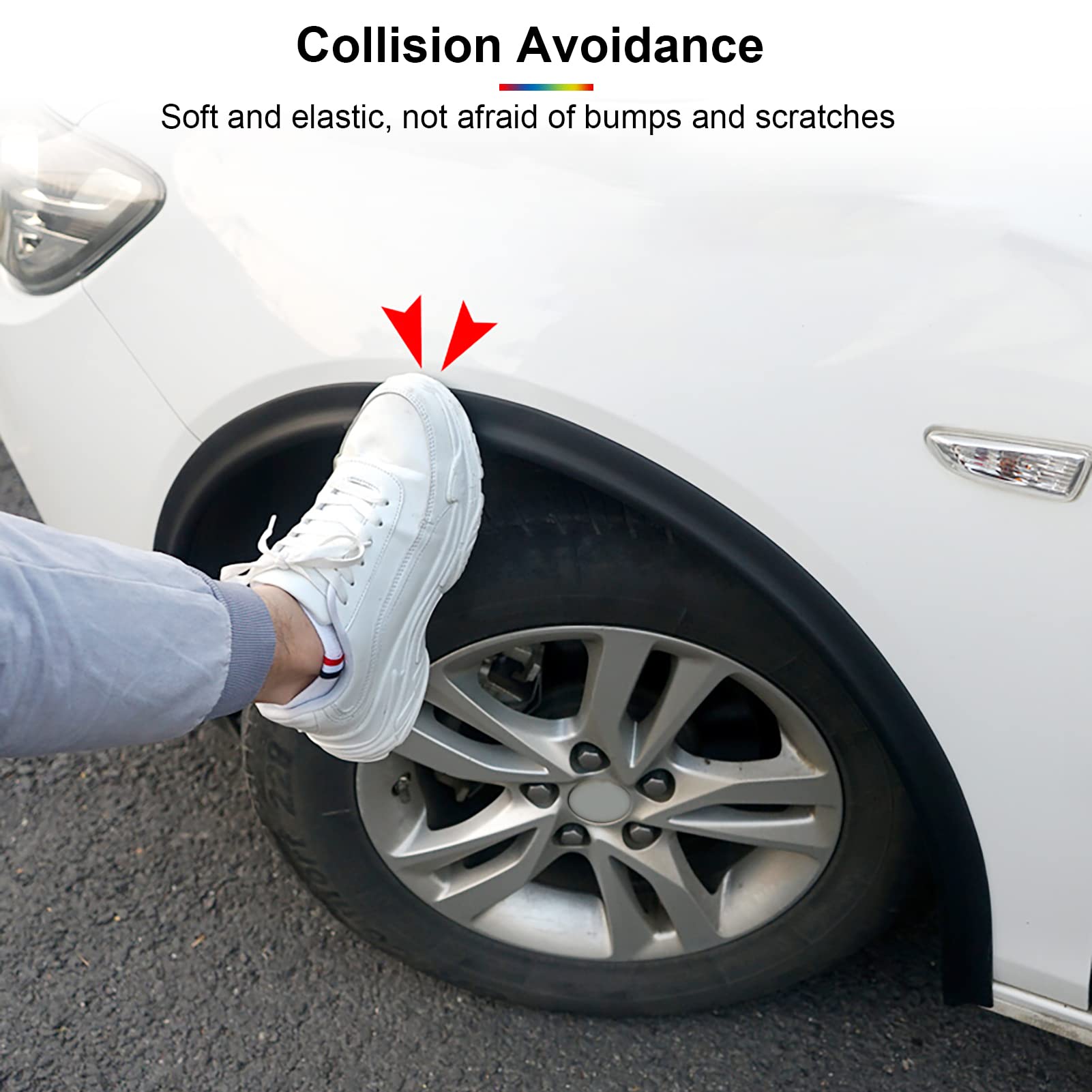 20Ft Car Wheel Arch Trim, Fender Flares Arches Wing Expander Car Wheel Eyebrow Anti-Collision Strip for Pickup SUV Car Fender Fl