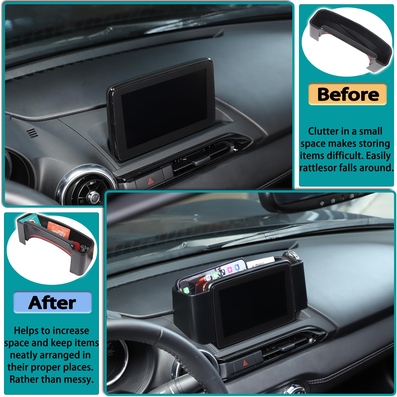 Hudiriy ABS Center Console Storage Box for Mazda MX-5 ND 2015-2023, Rear Insert Organizer, Model CC-20