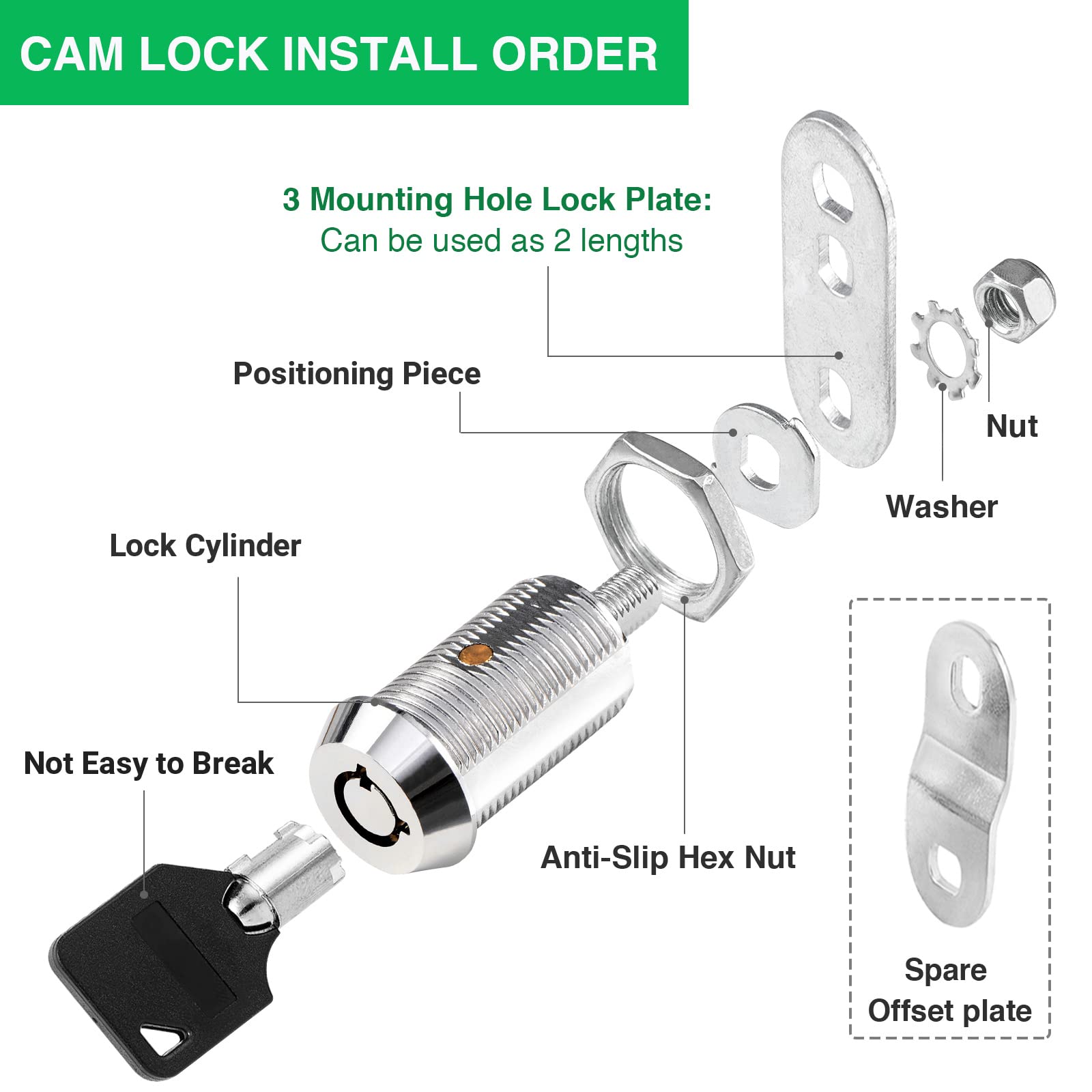 Cylinnda 10 Pack Cabinet Lock With Keys, 1-1/8    Rv Storage Locks Keyed Alike, Rv Locks For Storage Door, Camper Cabinet Door T