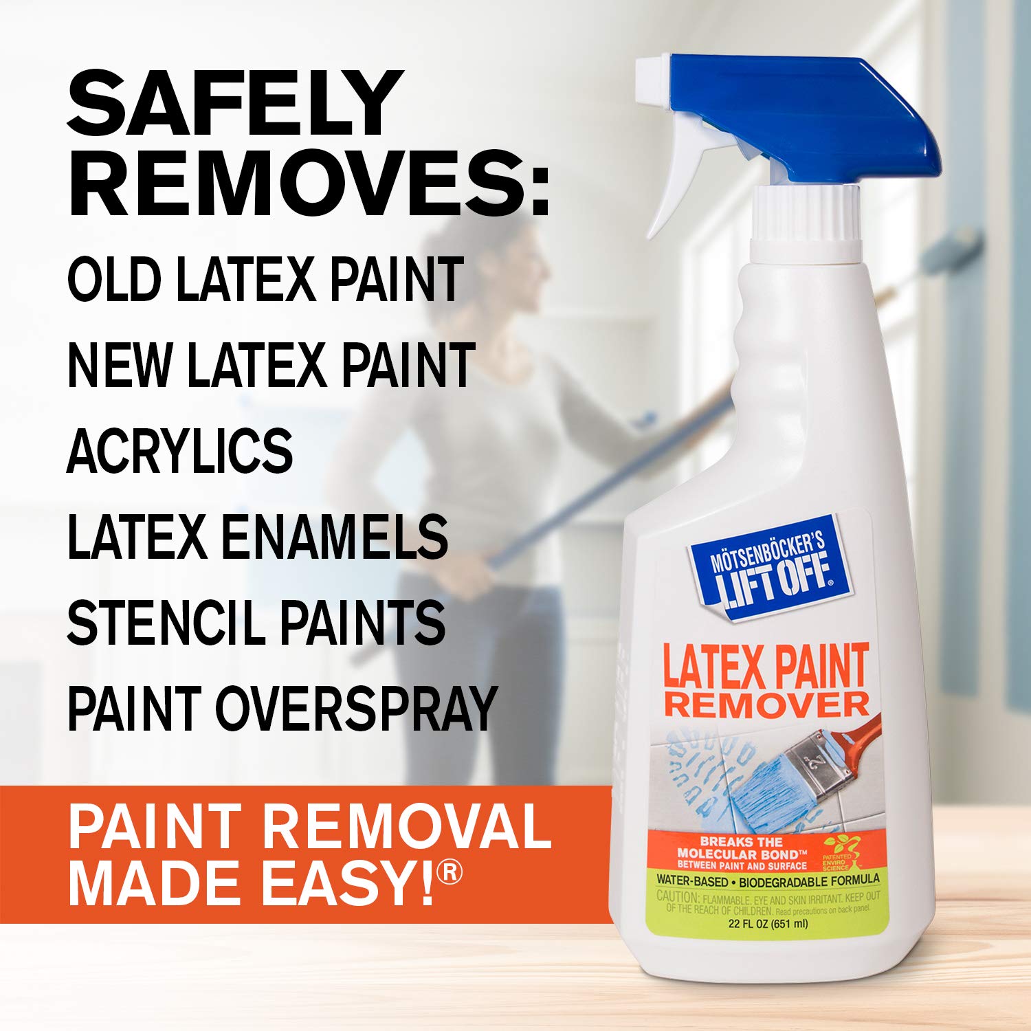 Motsenbocker's Lift Off Latex Paint Remover Spray, Biodegradable, 22 Fl Oz (Pack of 2), Clear, Model 41301-2PK