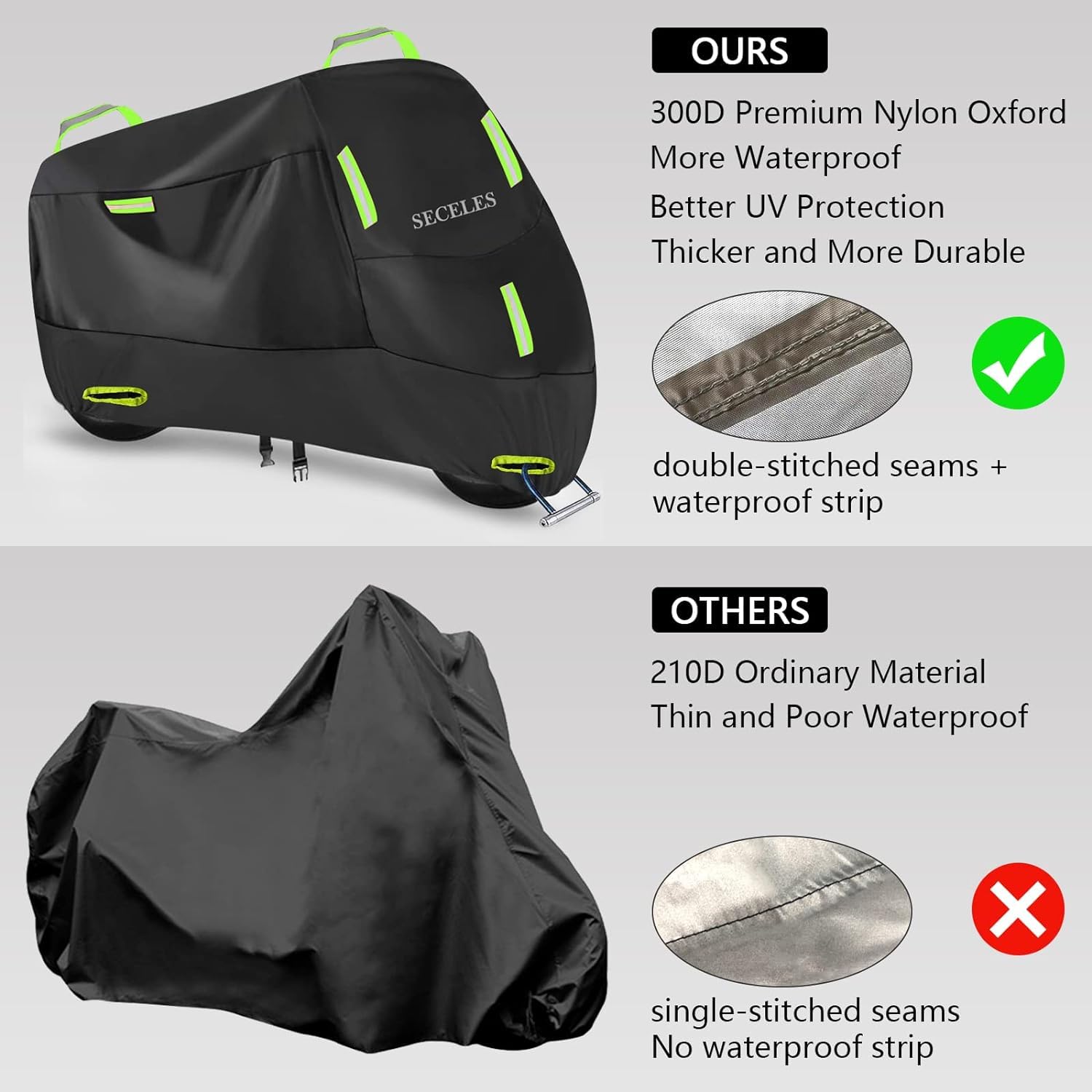 Motorcycle Cover All Season Waterproof Outdoor Protection 300D Oxford Cruiser Motorcycle Accessories Powersports Vehicle Covers