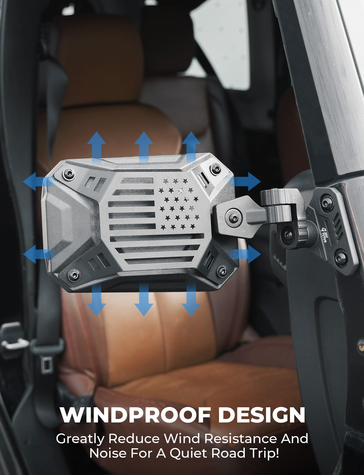 JOYTUTUS Wrangler Side Mirrors for TJ JK 1997-2018, Black, Patented Design, Wider View, No Vibrate/Wobble, Model A3301-00201