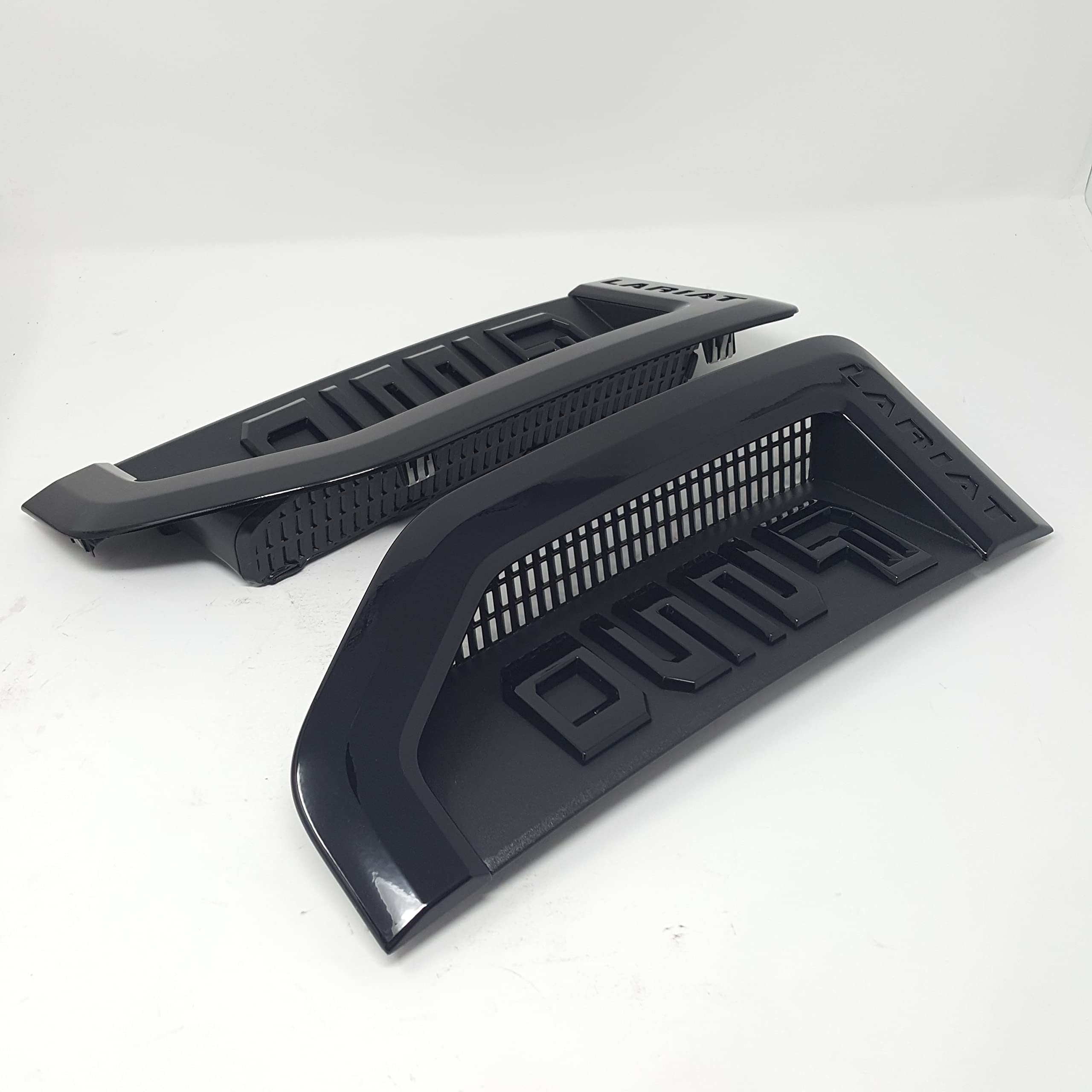 Ford F-250 Lariat Sport Blackout Package Black Fender Emblems KC3Z-16720-AA/AB, OEM Metal, Agate Black
