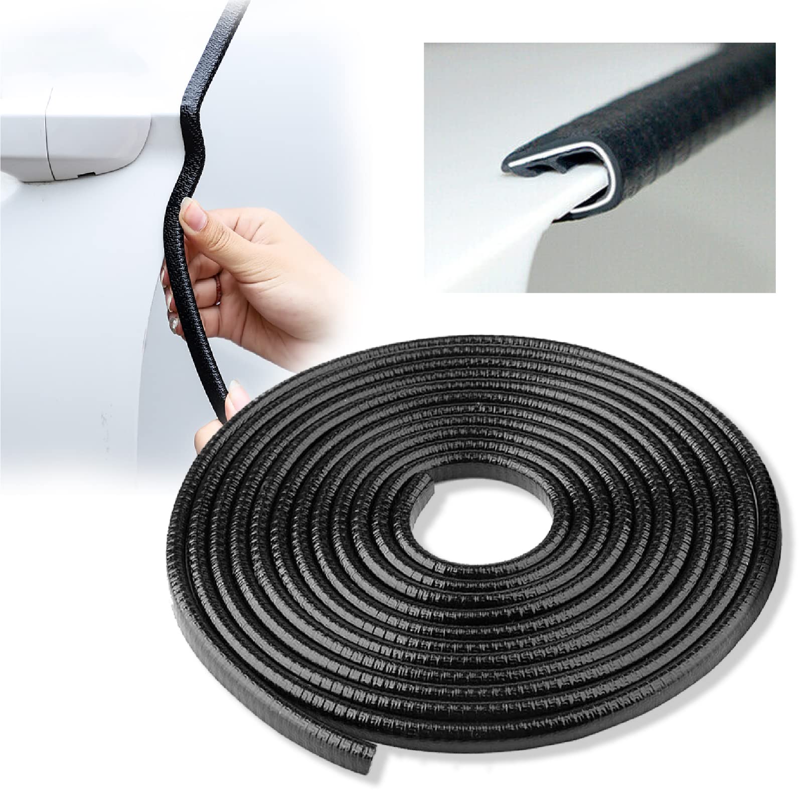 Car Door Edge Guards Black, 16Ft Rubber Seal Protector U Shape Edge Trim Car Door Edge Protection Fit For Most Car