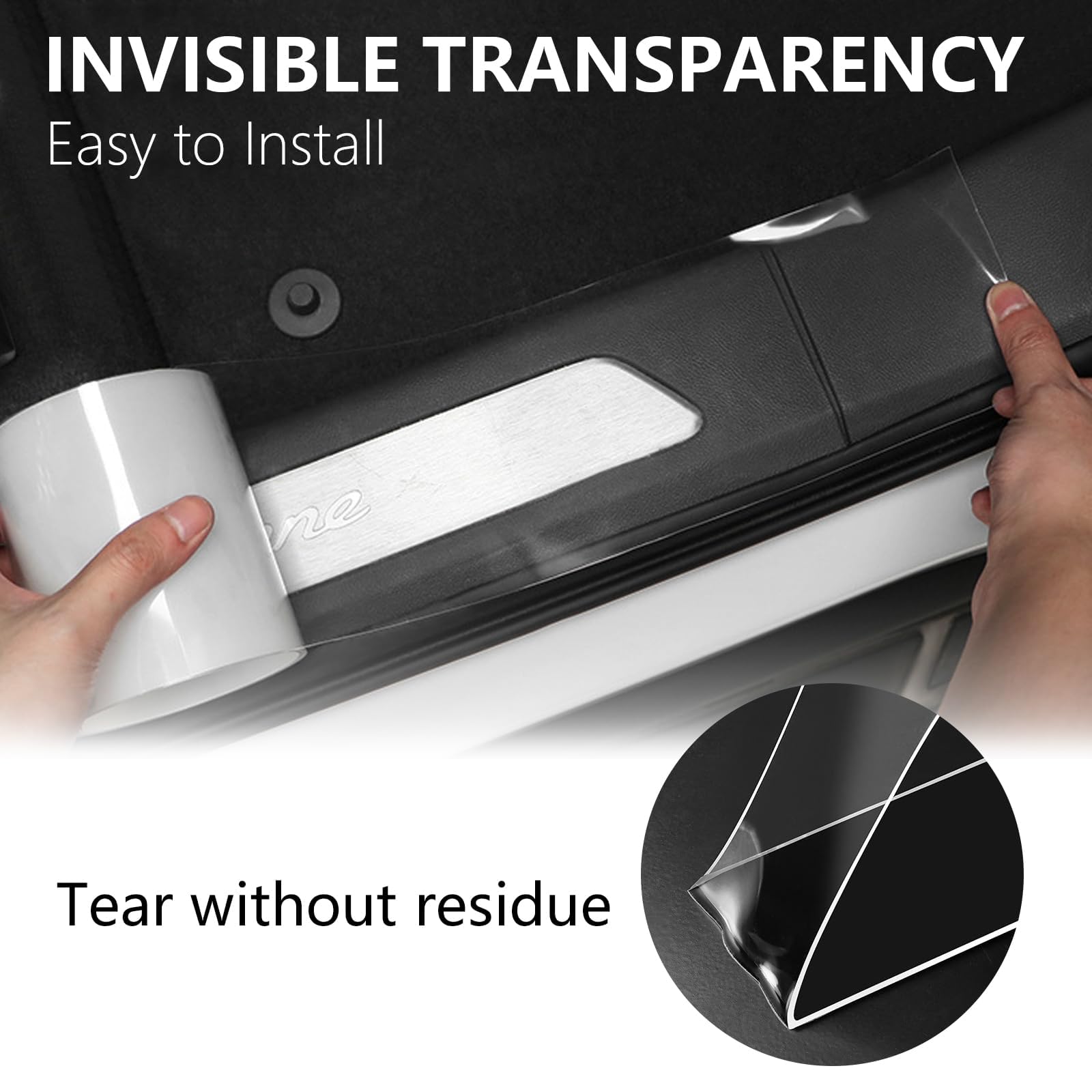 Dgsl Car Door Edge Guards Door Sill Protector, 2In X 19.7Ft 5D Carbon Fiber Car Wrap Film, Vinyl Automotive Wrap Film Anti-Colli