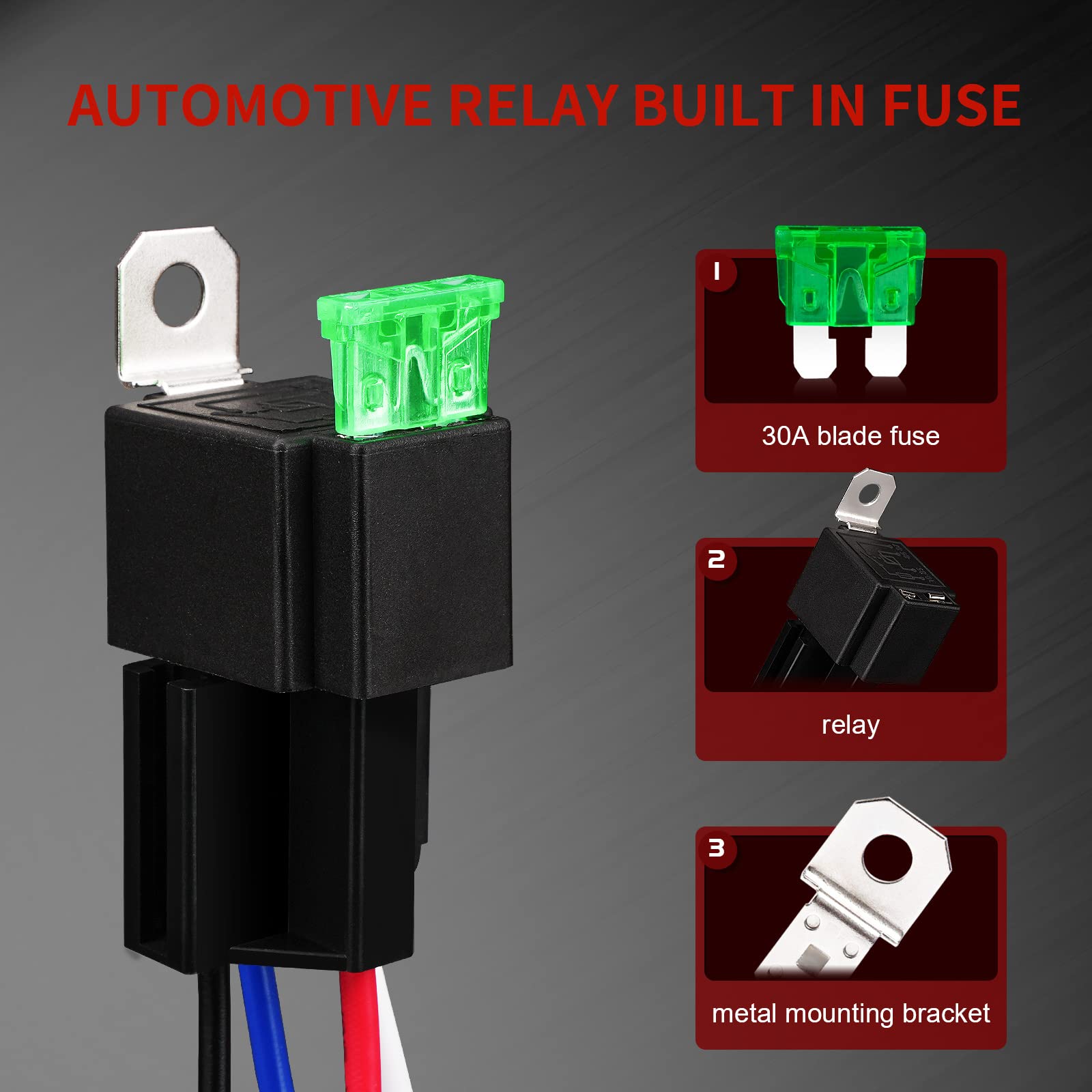 Apiele 4 Pin Relay 12V 40A Relay With 30A Fuse Dc Spst Fused Relay Normally Open 1No With 14 Awg Harness Socket For Car Truck Mo