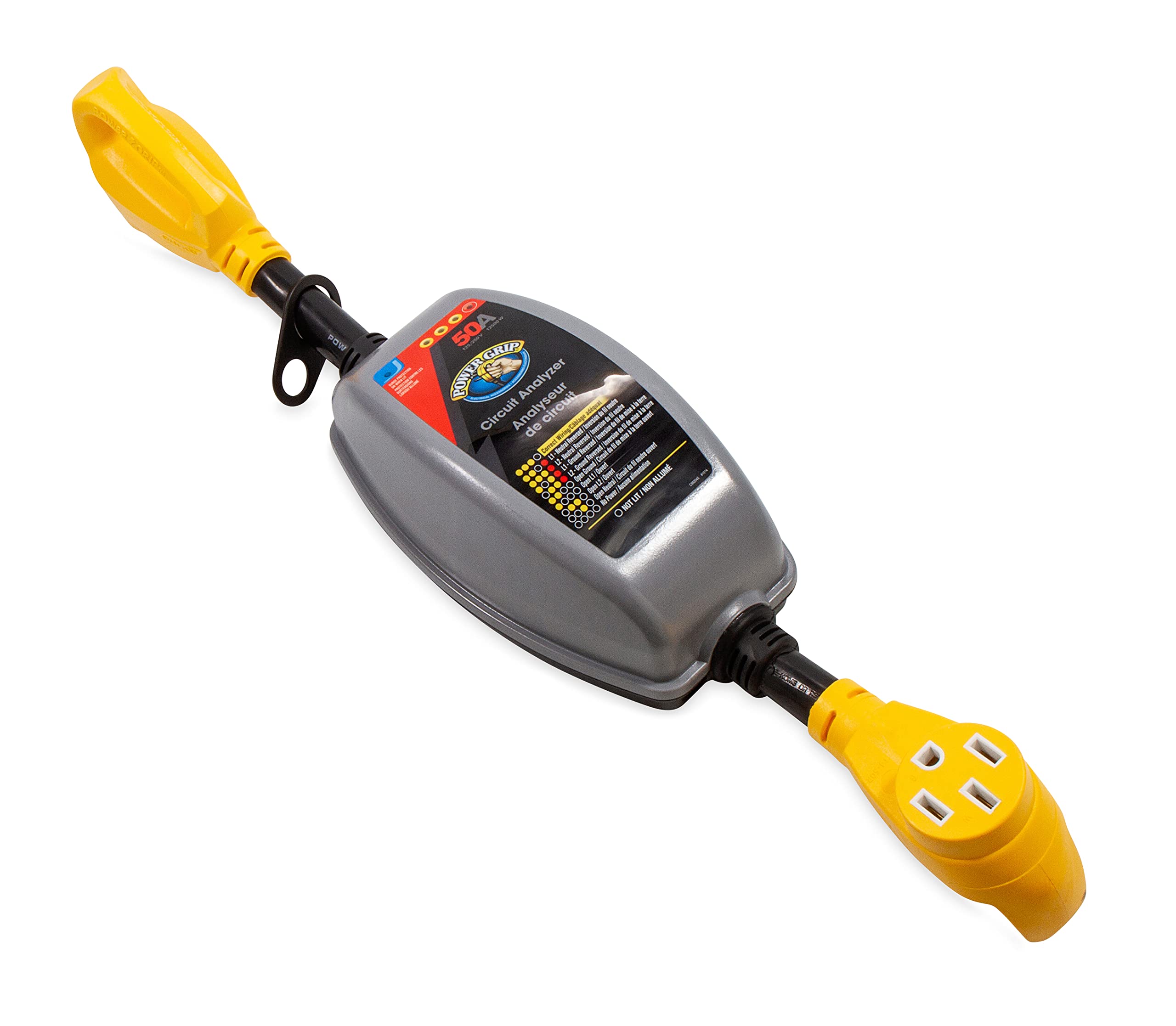 Camco PowerGrip 50-Amp Camper/RV Circuit Analyzer Dogbone | Features Integrated Surge Protection Up to 4200 Joules & Diagnostic 